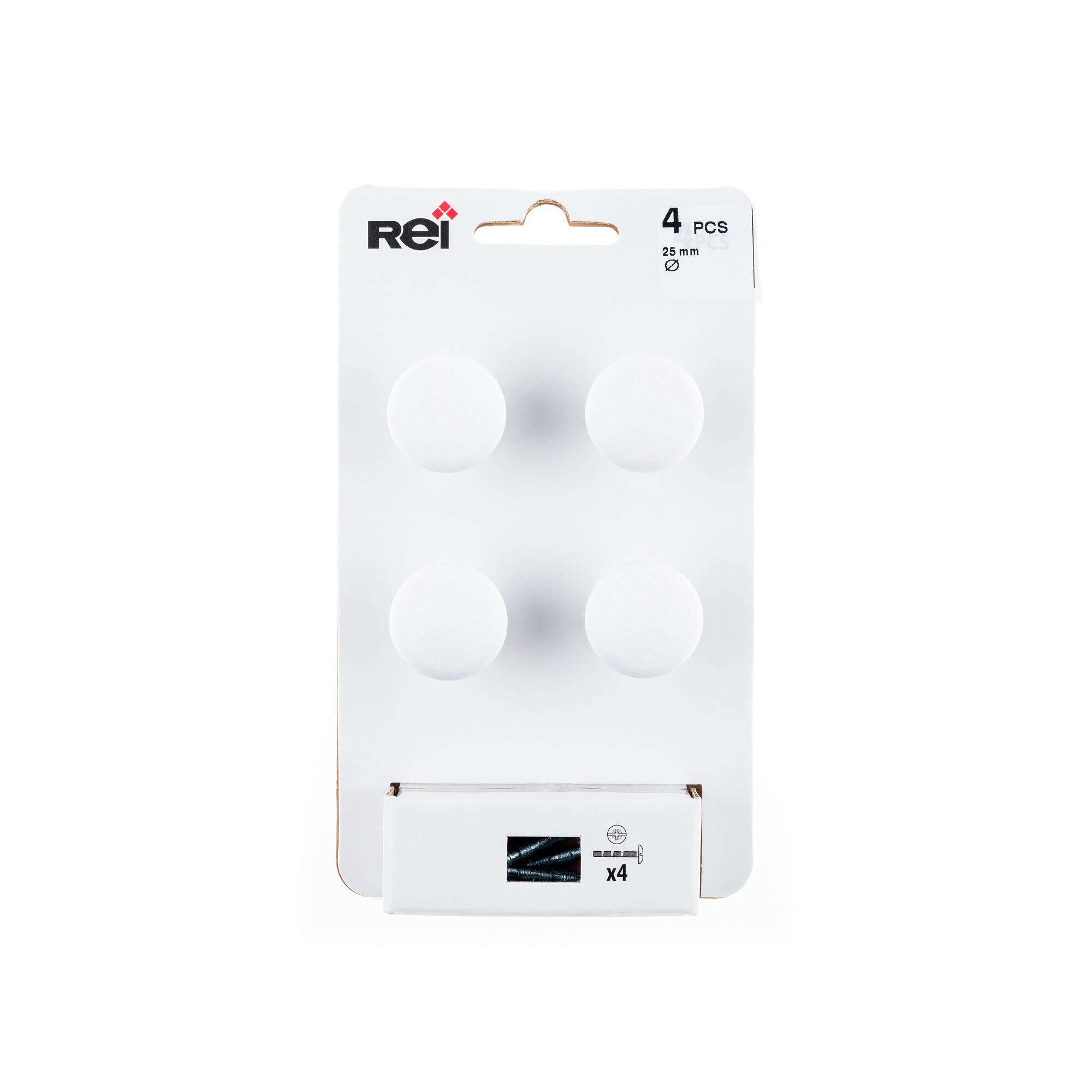 Pomolo per mobili REI 760 in zama bianco verniciato opaco  Ø 25 mm, 4 pezzi - 3