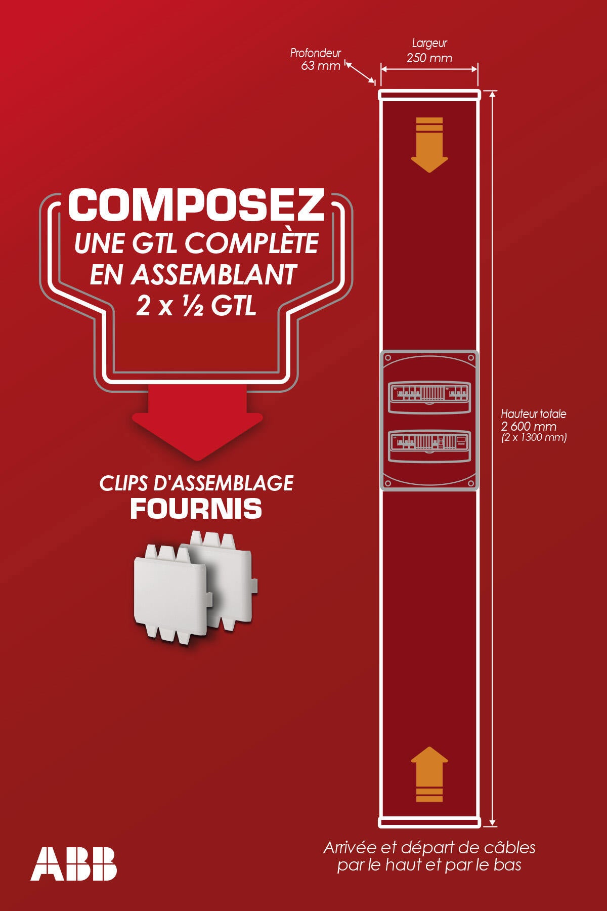 Gaine technique de logement (GTL) ABB, H.260 x L.25 x P.6.3 cm - 4