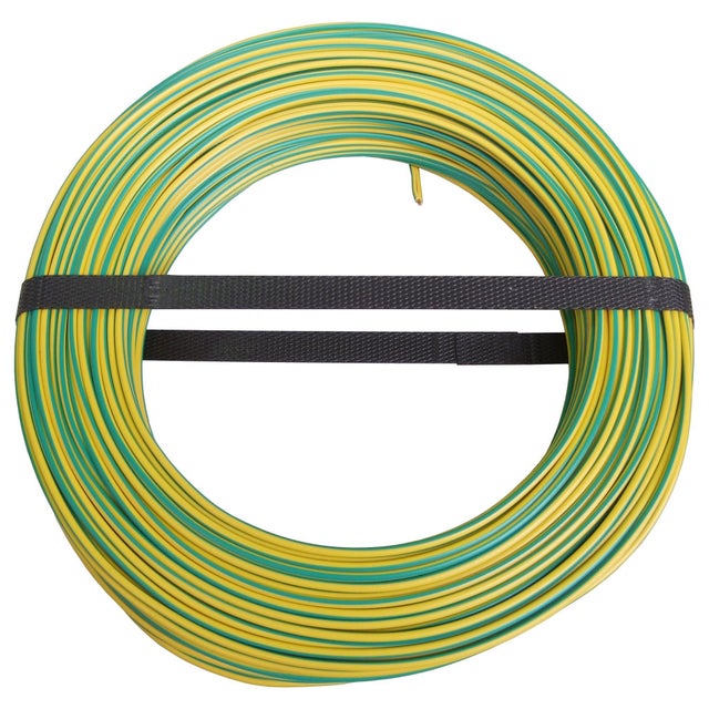 Fil électrique 2.5 mm² h07vu, 100M, vert / jaune