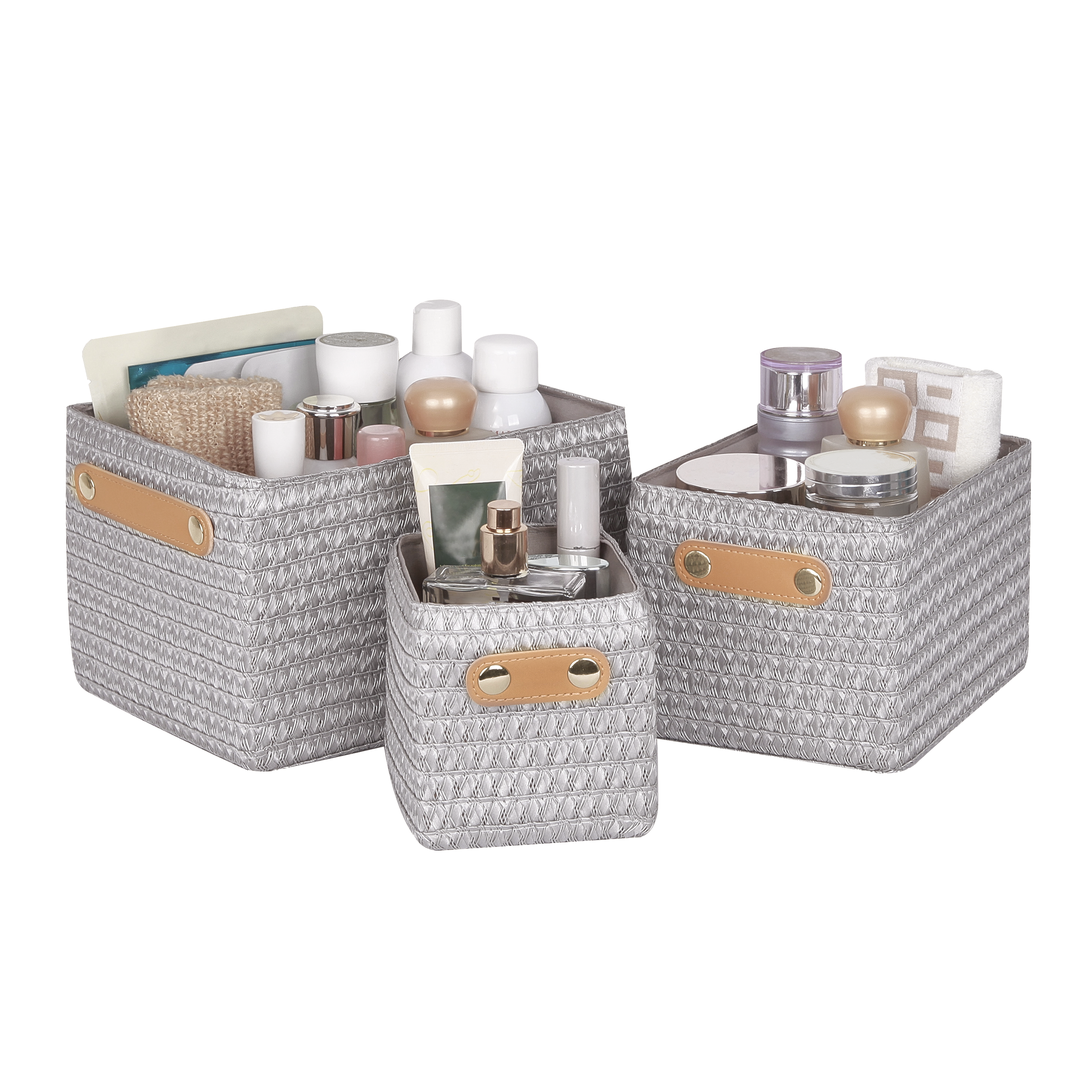 Lot de 3 Panier Produit sans nom de série gris clair l.19 x P.24.5 x H.16 cm SEN - 4