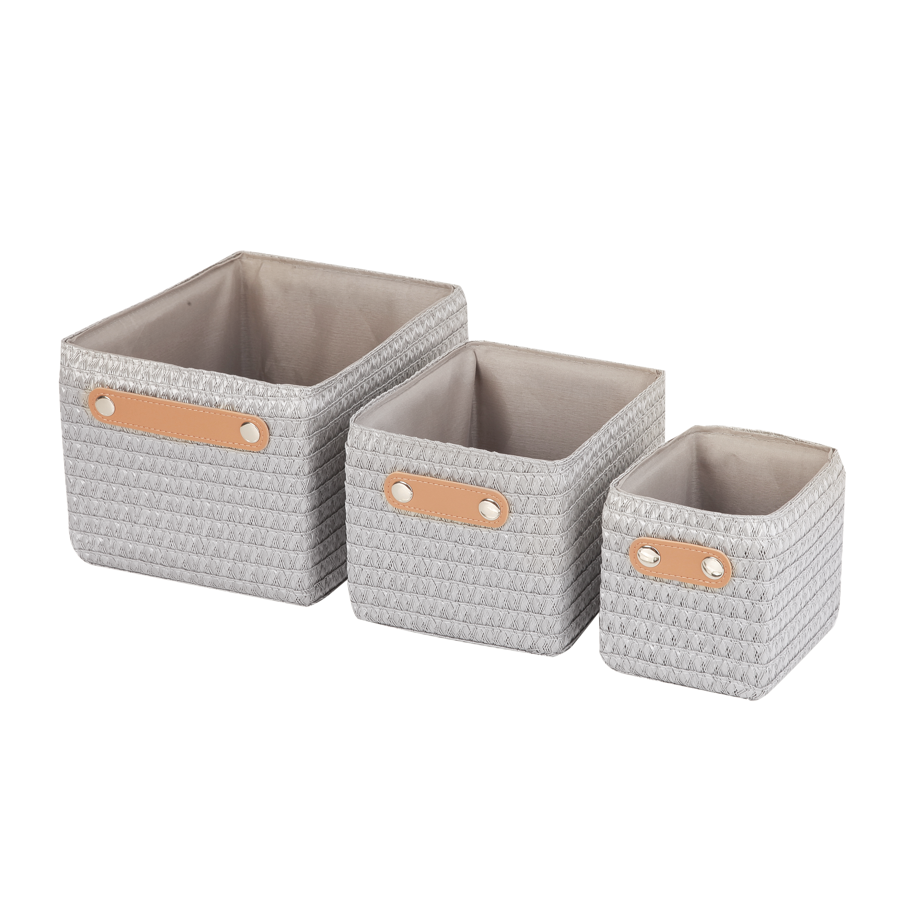 Lot de 3 Panier Produit sans nom de série gris clair l.19 x P.24.5 x H.16 cm SEN - 3