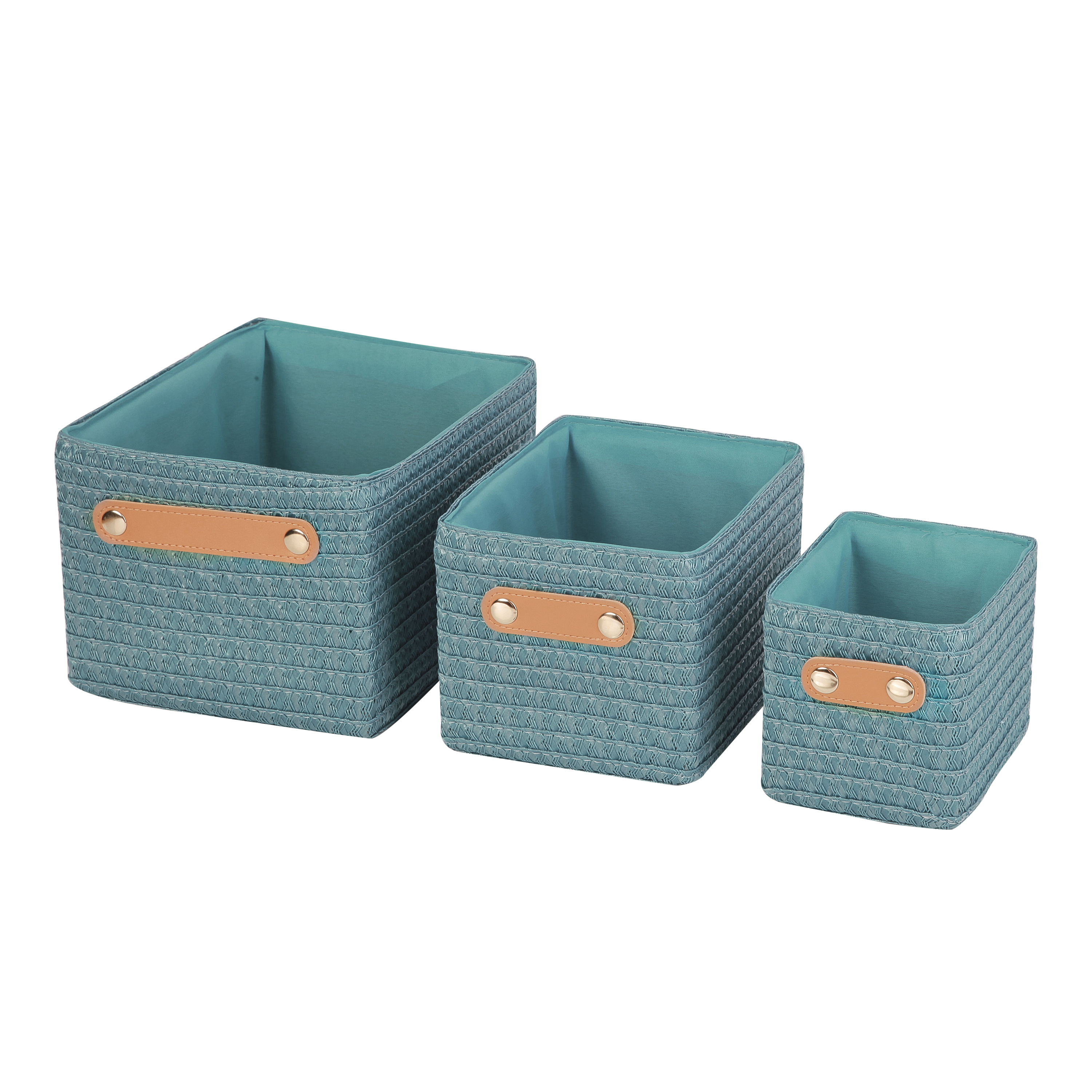 Set di 3 pezzi, Cesta in cartone SENSEA Miami1 verde petrolio P 24.5 x L 19 x H 16 cm - 7