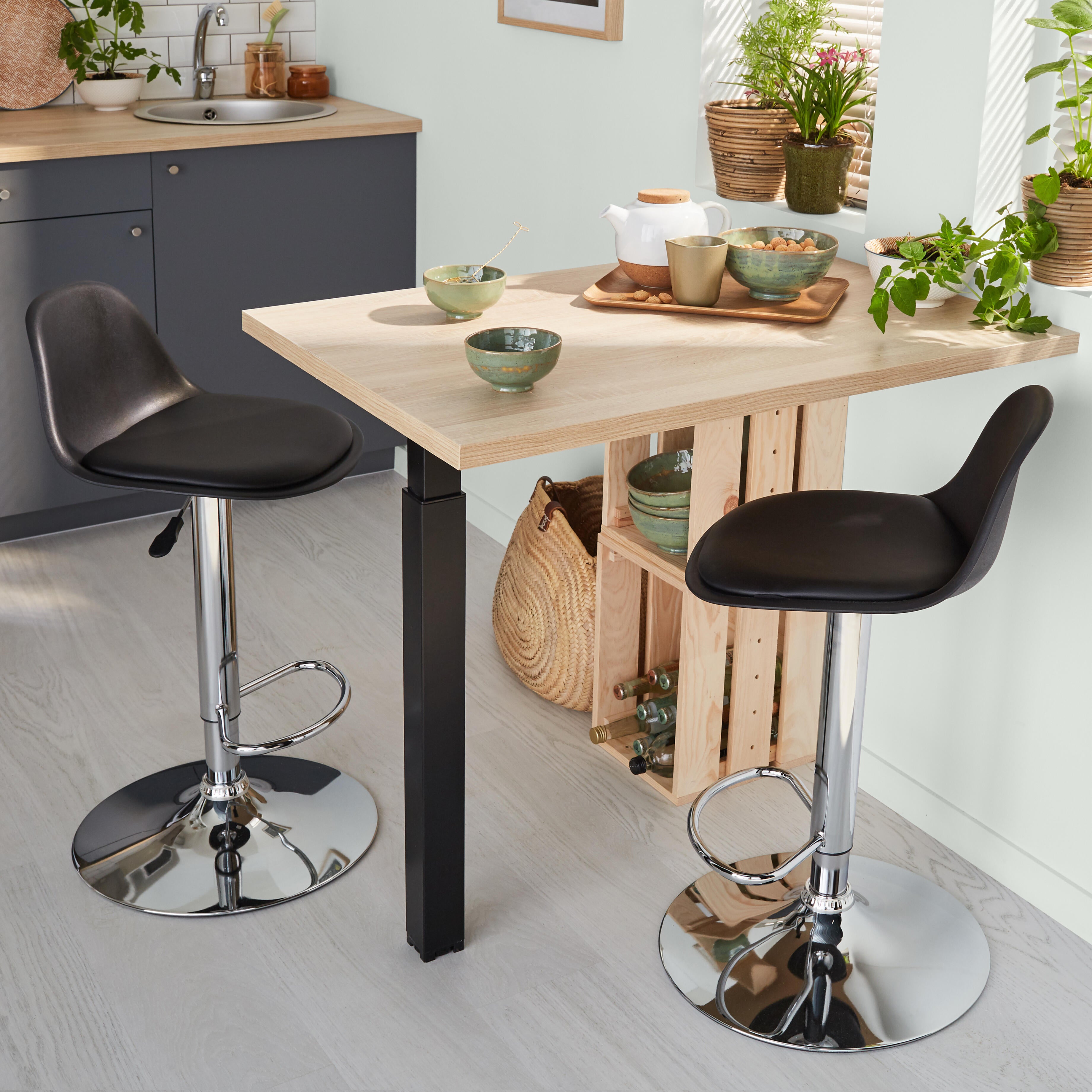 Pied de table carré CIME Zoom, noir, dia 6cm x hauteur réglable de 70 à 110 cm - 5