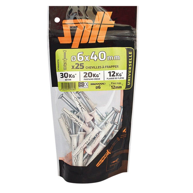 Lot de 25 Cheville murale hit m SPIT, Ø6 x L.40 mm