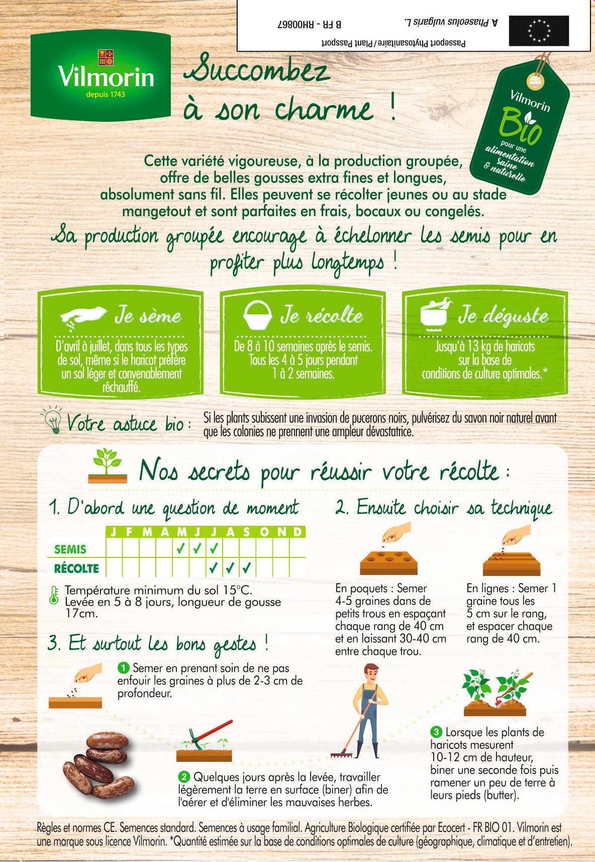 Graines de haricot cupidon bio VILMORIN 130 g - 2