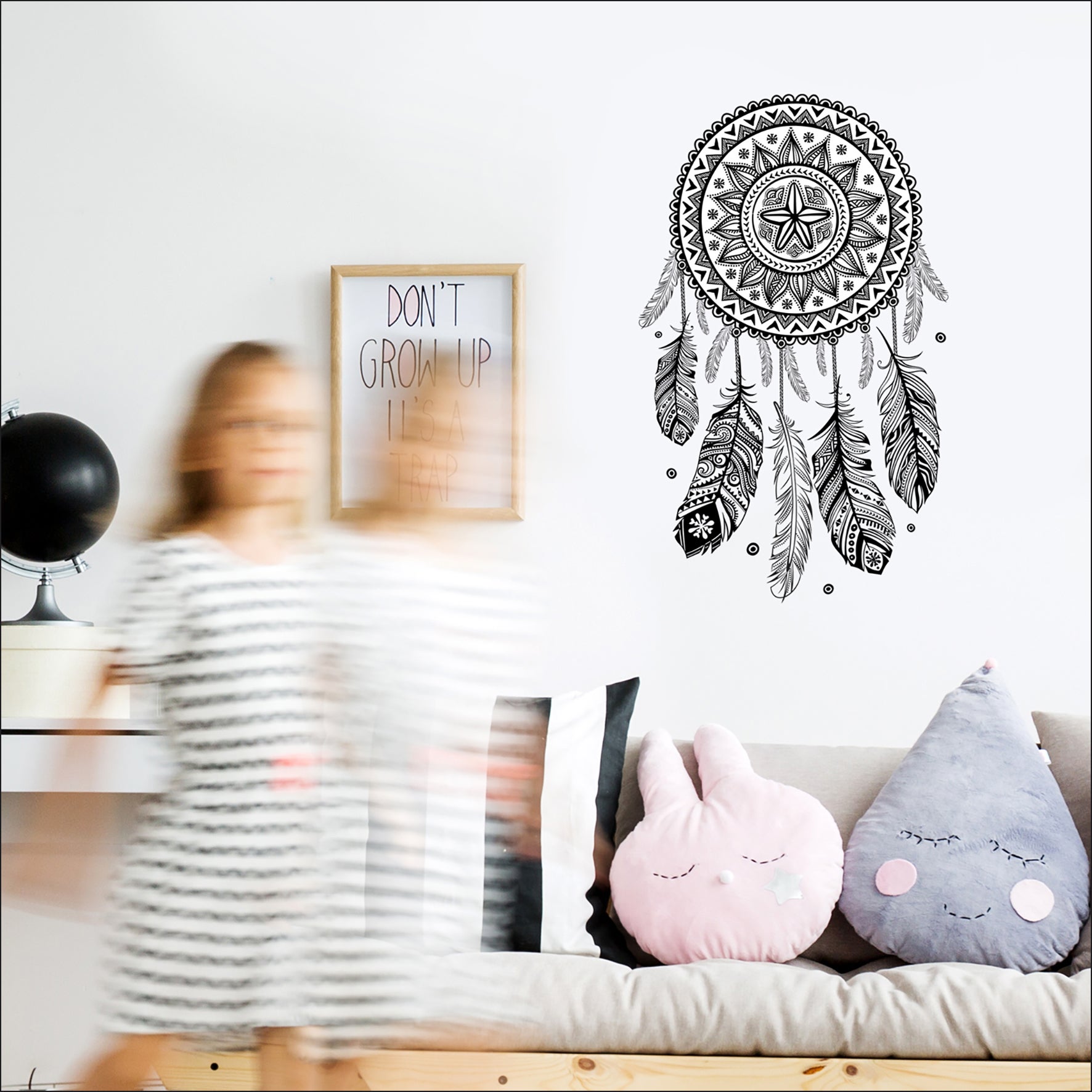 Sticker décoratif Dream Catcher noir & blanc, noir & blanc, 48 cm x 68 cm - 2