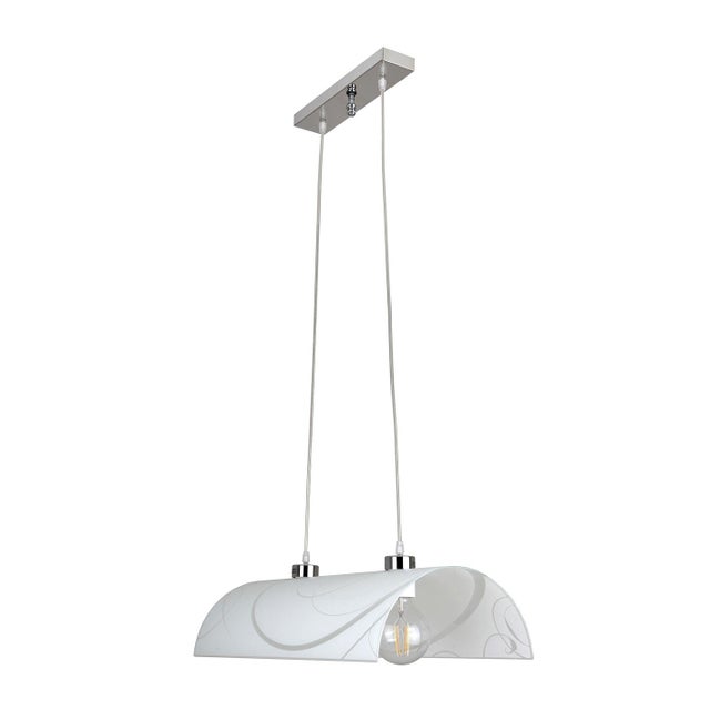 Lampadario Neoclassico Miley cromo paralume bianco 2x E27 NOVECENTO