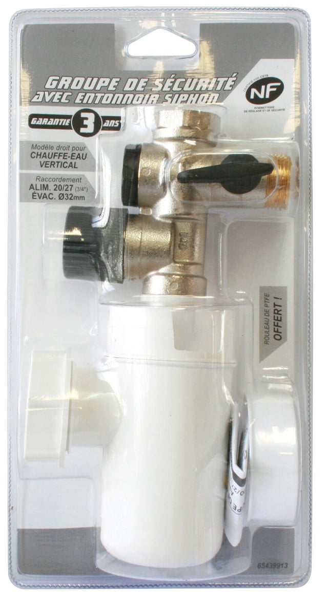Groupe de sécurité laiton + siphon et téflon