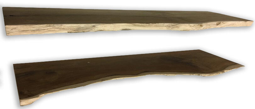 Etagère murale teck massif à bord naturel, L.90 cm x P.18 cm - 3