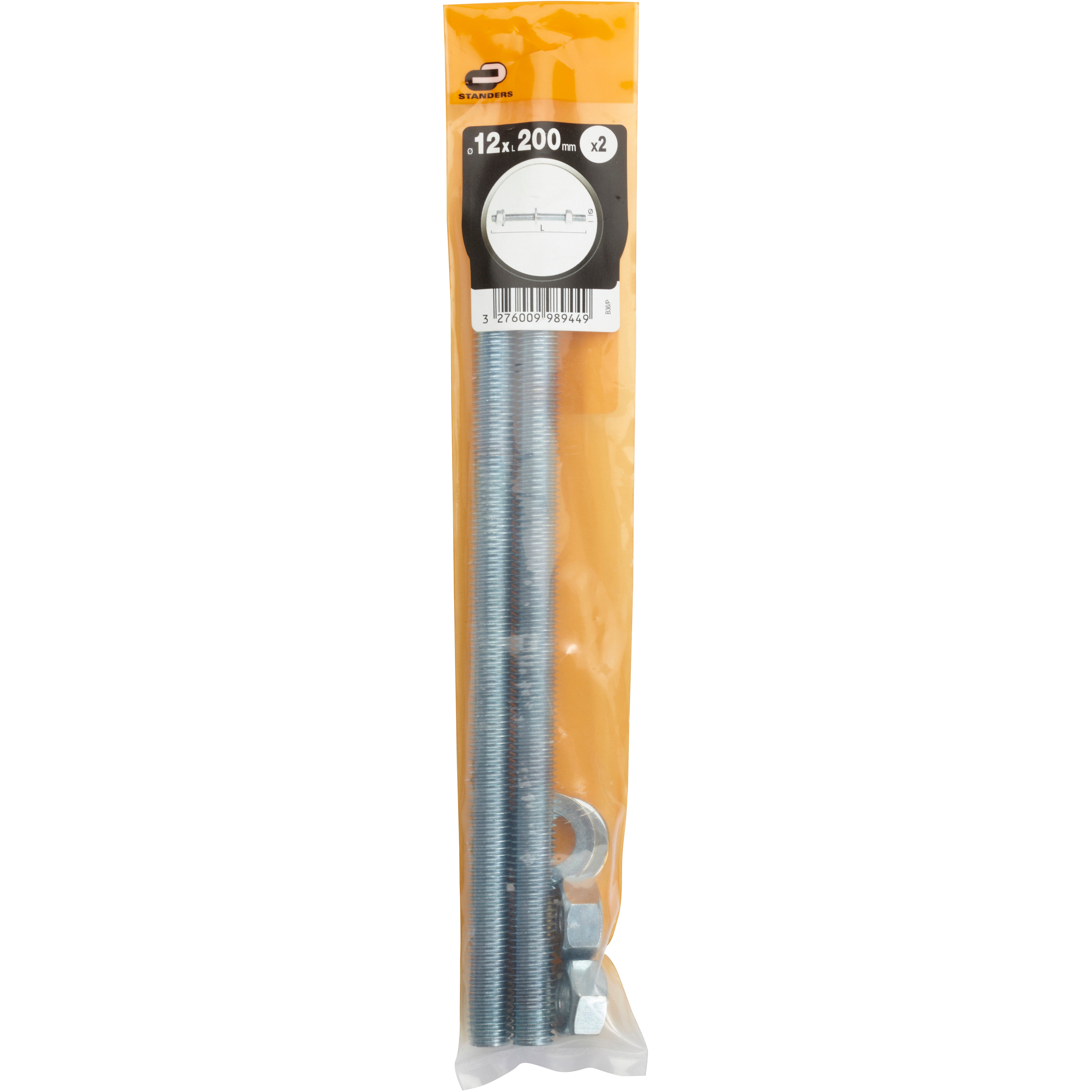 Tige filetée acier zingué, L.200 x Diam.12 mm, STANDERS