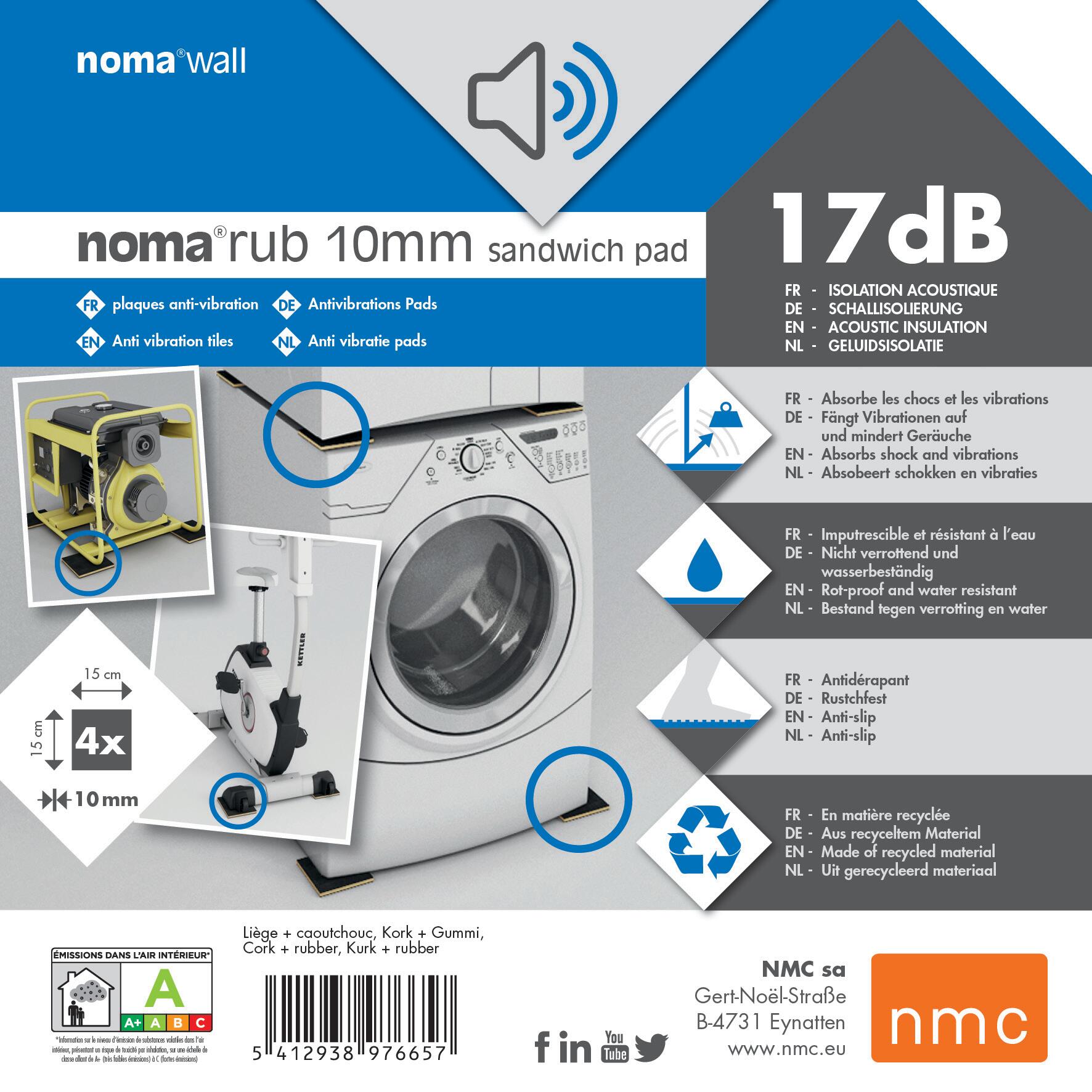 4 Plaques de sol liège sol Sandwich pad NOMA RUB l.0.15 m x L.0.15 m x Ep.10 mm - 2