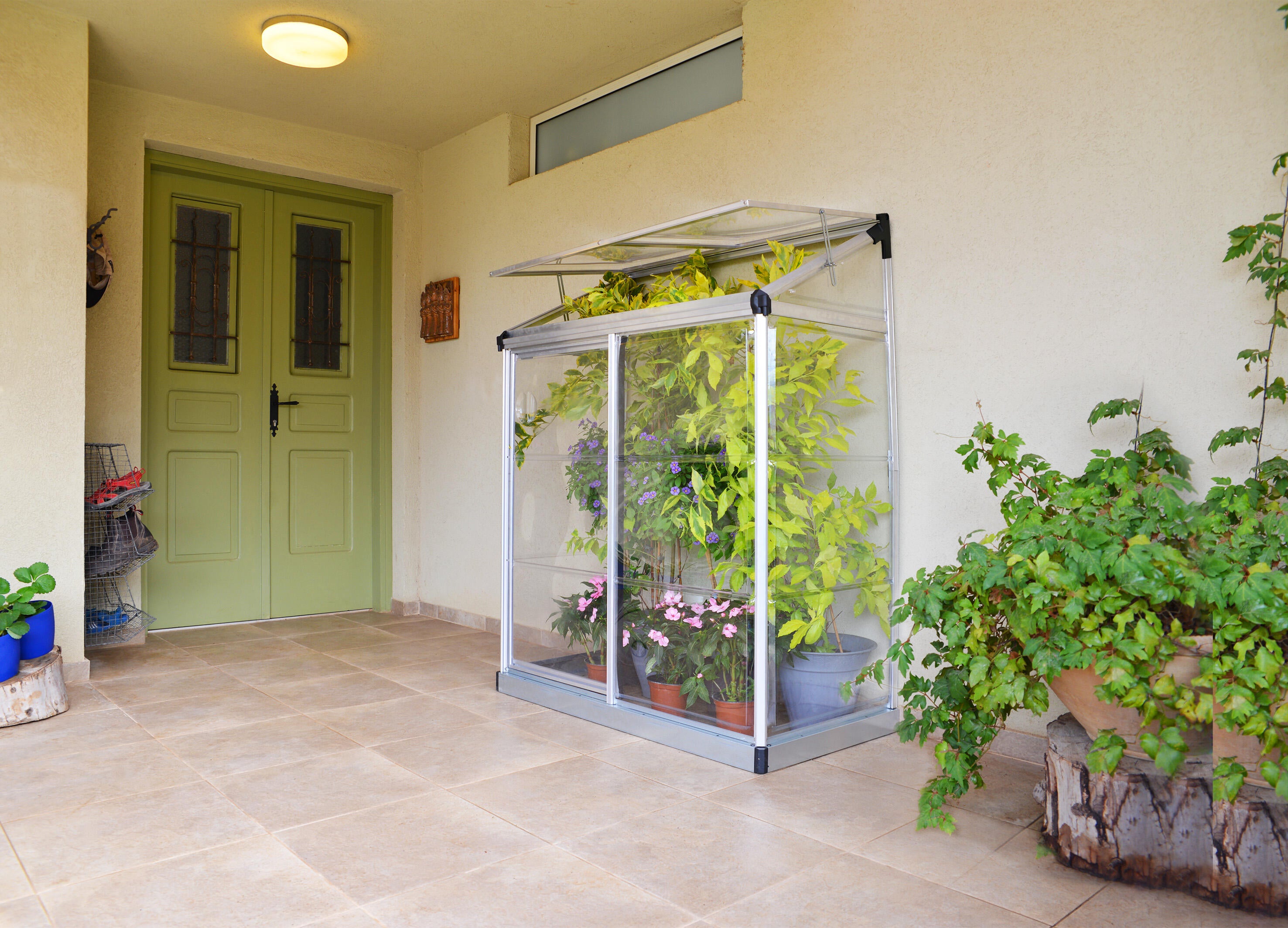 Serre fixe en polycarbonate simple paroi Lean to grow, 0.8 m² CANOPIA BY PALRAM - 3