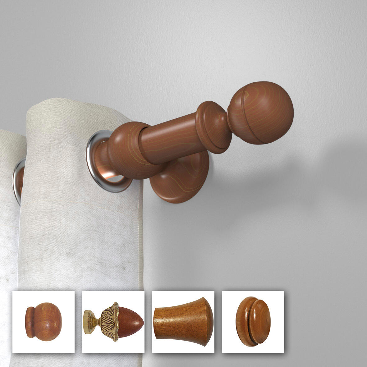 Varão de madeira Inspire d35 cm 1.5 m cerejeira - 5