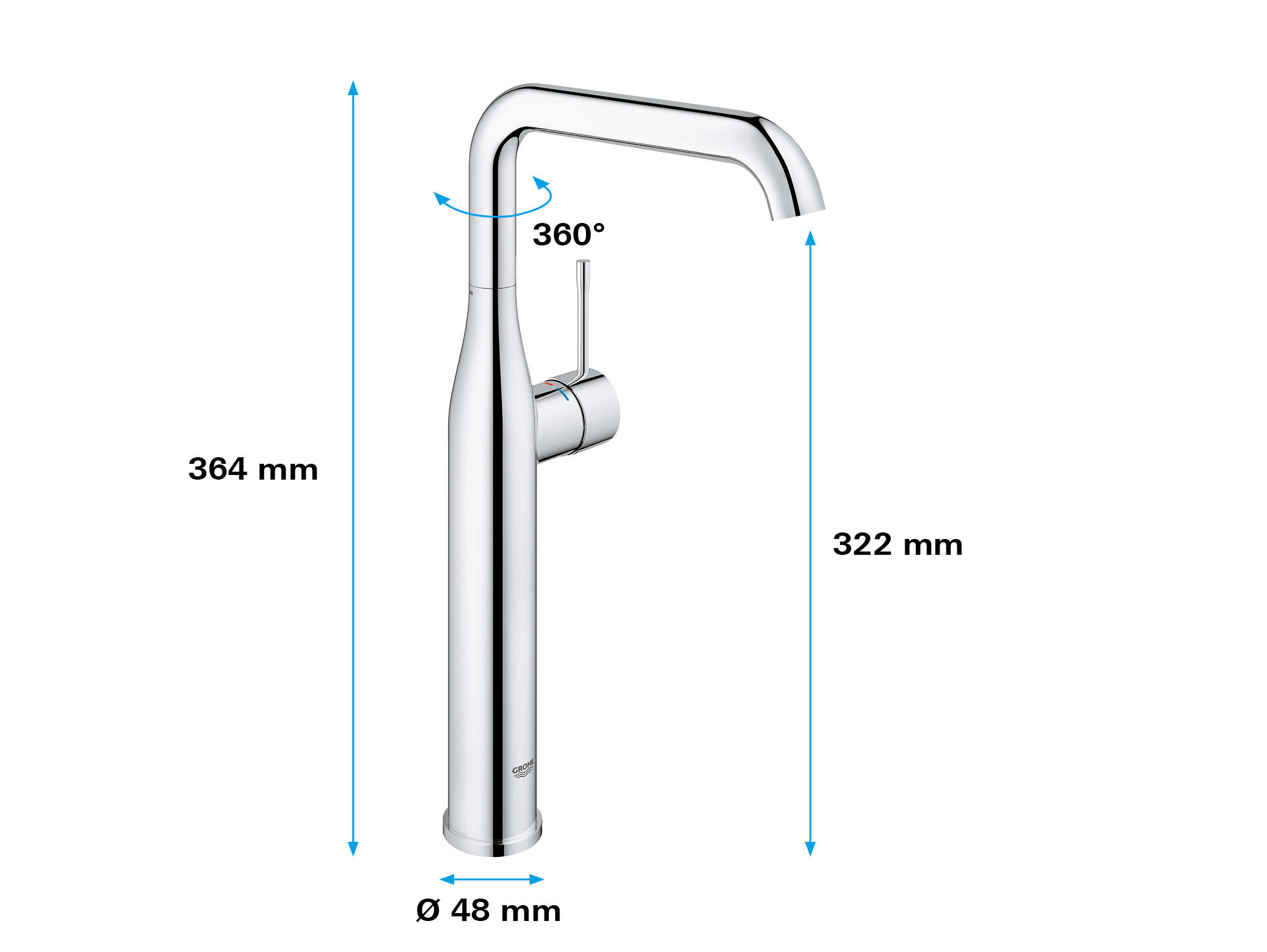 Rubinetto per lavabo getto laminare cristallino Essence cromo lucido GROHE - 5