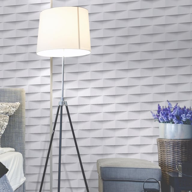 Papier peint vinyle sur intissé 3D Origami blanc