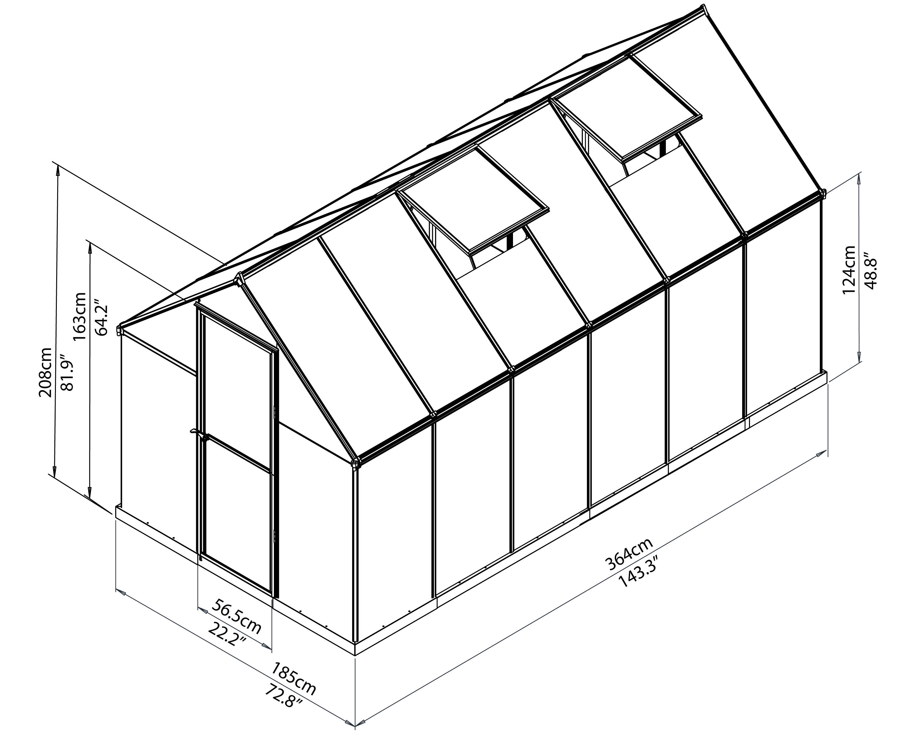 Serre fixe en polycarbonate double parois Mythos, 6.8 m² CANOPIA BY PALRAM - 3