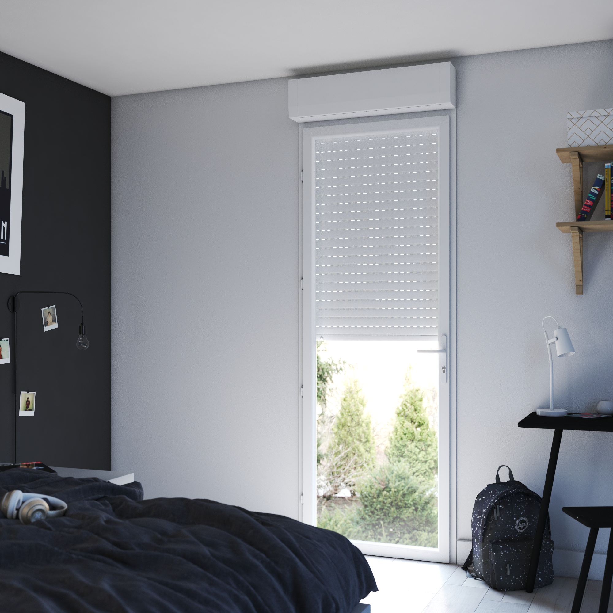 Porte-fenêtre avec volet roulant PVC Essentiel H.215xl.80cm 1 vt tirant G blanc - 3