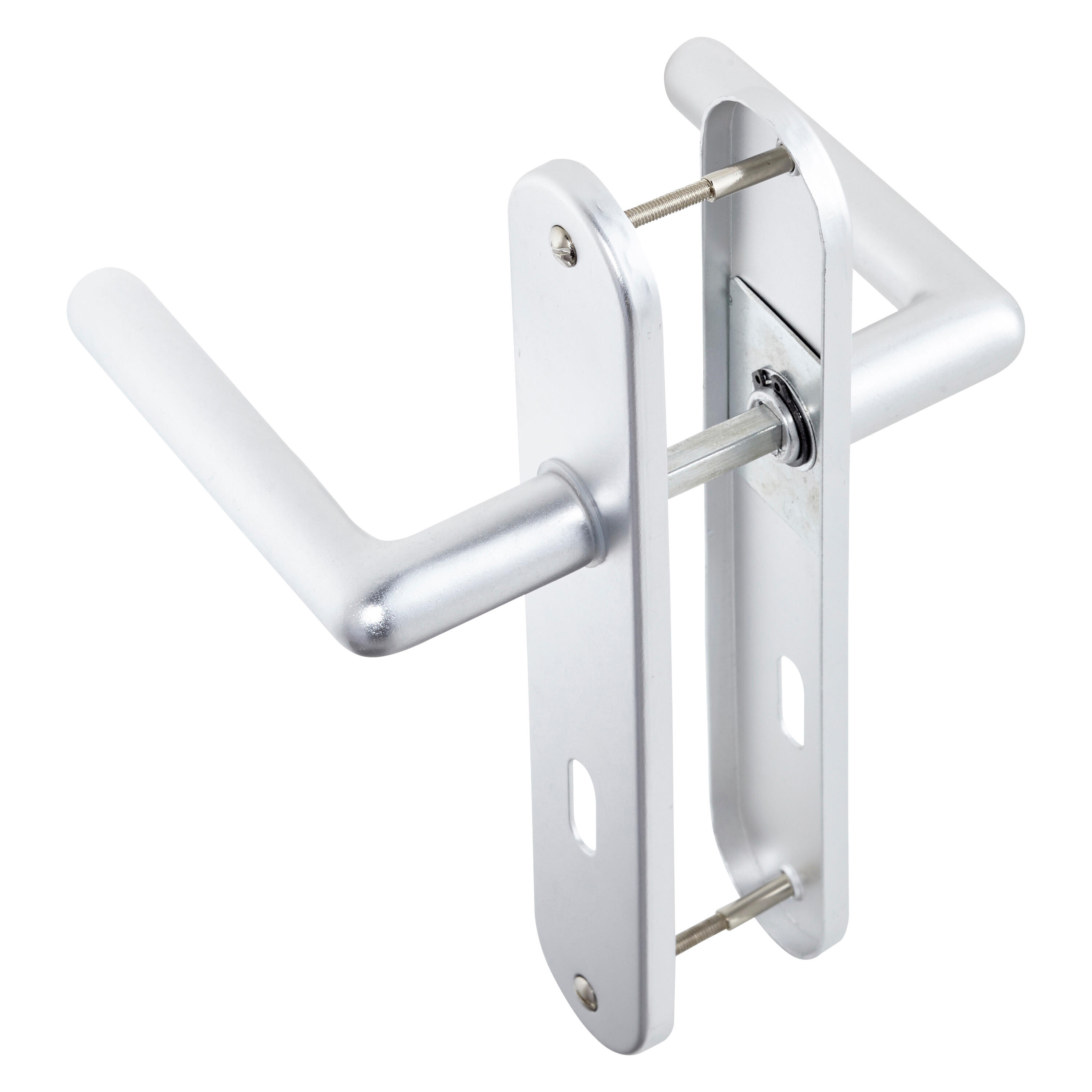 2 poignées sur plaque à clé Helma aluminium chrome mat, entraxe 195 mm - 2