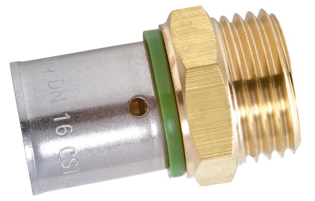 Raccord pour tuyau PERT à sertir / à visser F/M D.16 x 1/2