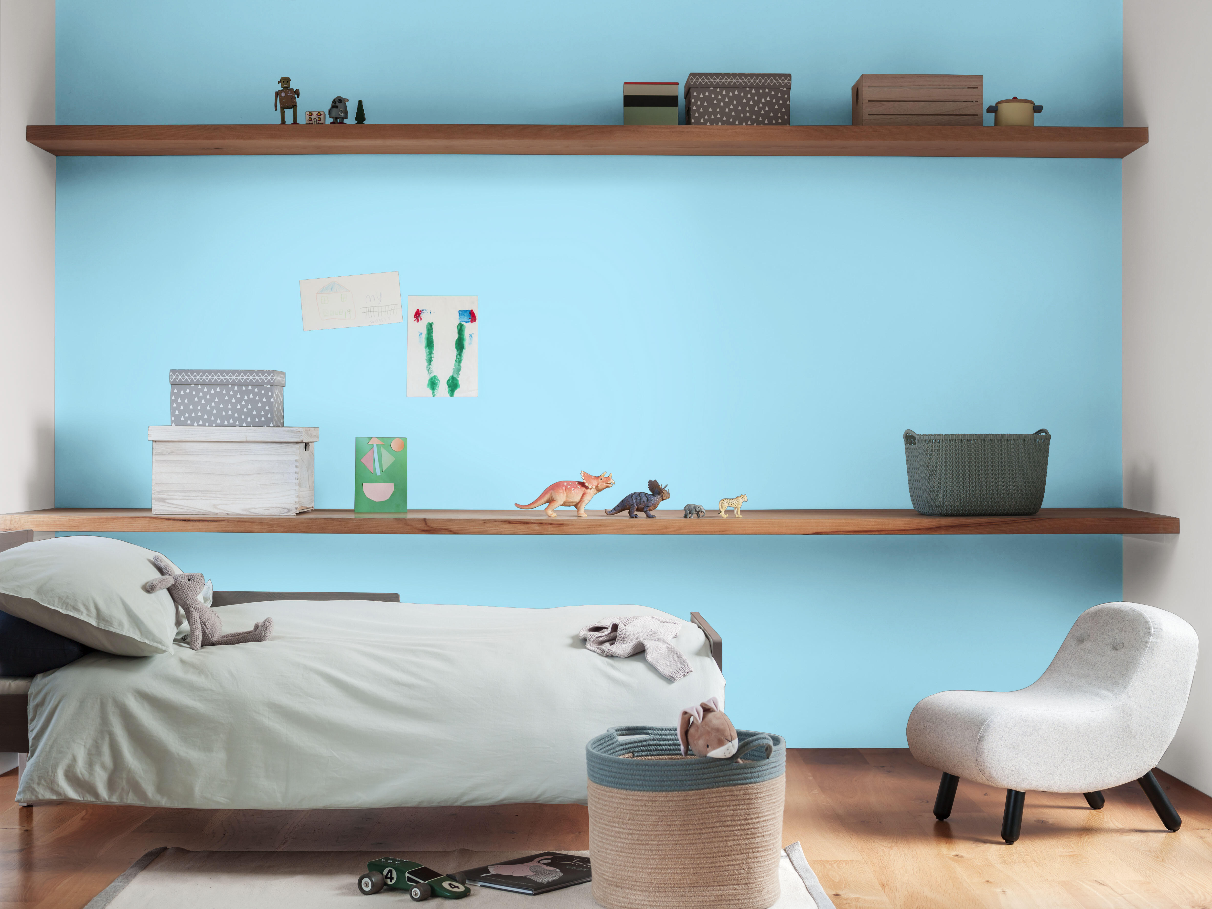 Testeur peinture mur, boiserie bleu rêveur satin DULUX VALENTINE Crème de couleu - 4