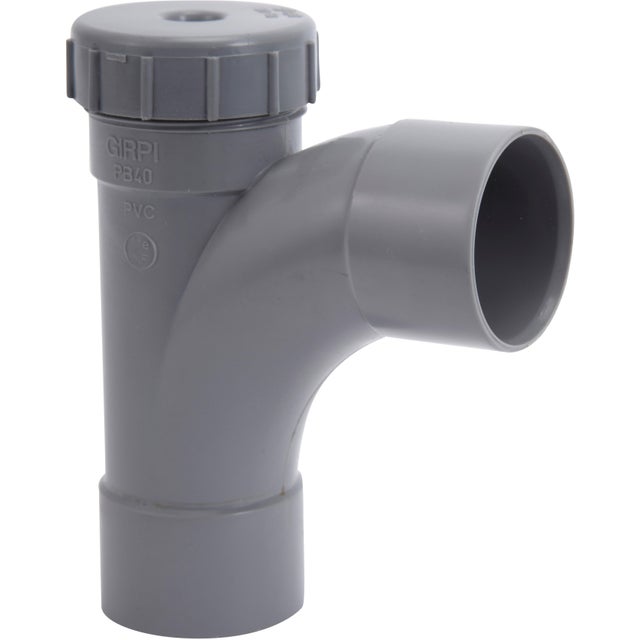 Té Pied-de-biche 87°30 + bouchon PVC à coller, femelle / femelle, D.40