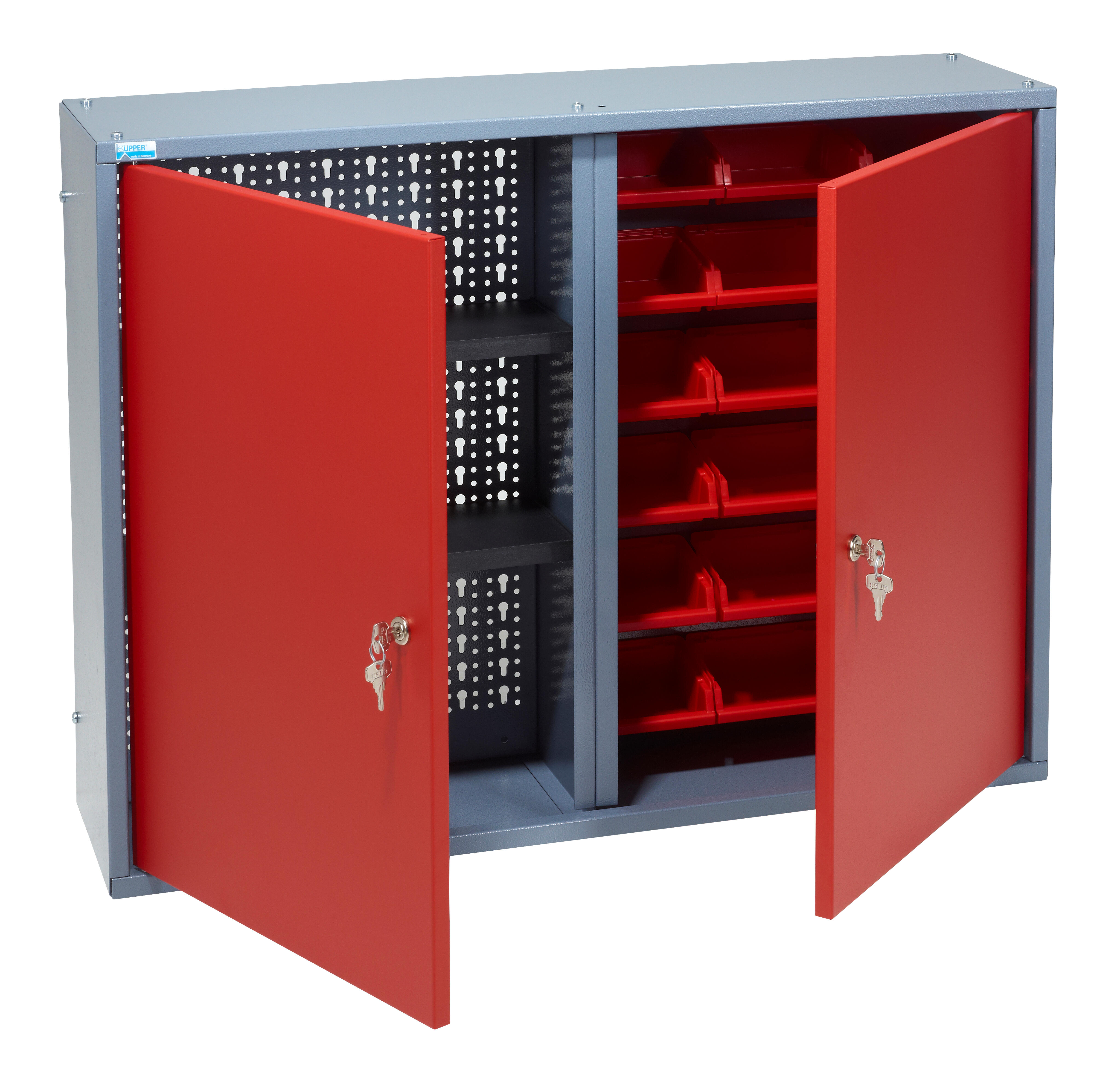 Armoire de rangement avec 18 boîtes à becs en métal rouge KUPPER 60 cm 2 portes - 2