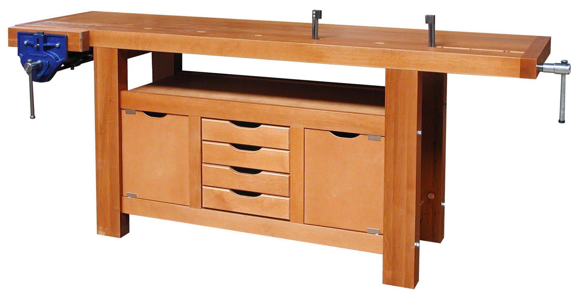 Etabli de menuisier en bois OUTIFRANCE avec 2 portes et 4 tiroirs, 200 cm - 3