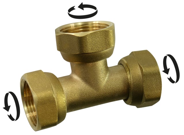 Té pour tuyau cuivre à visser F/F / F, 1/2