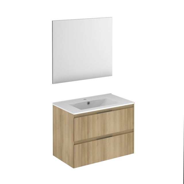 Meuble vasque 2t l.80 x H.55.5 x P.45cm chene naturel Talia