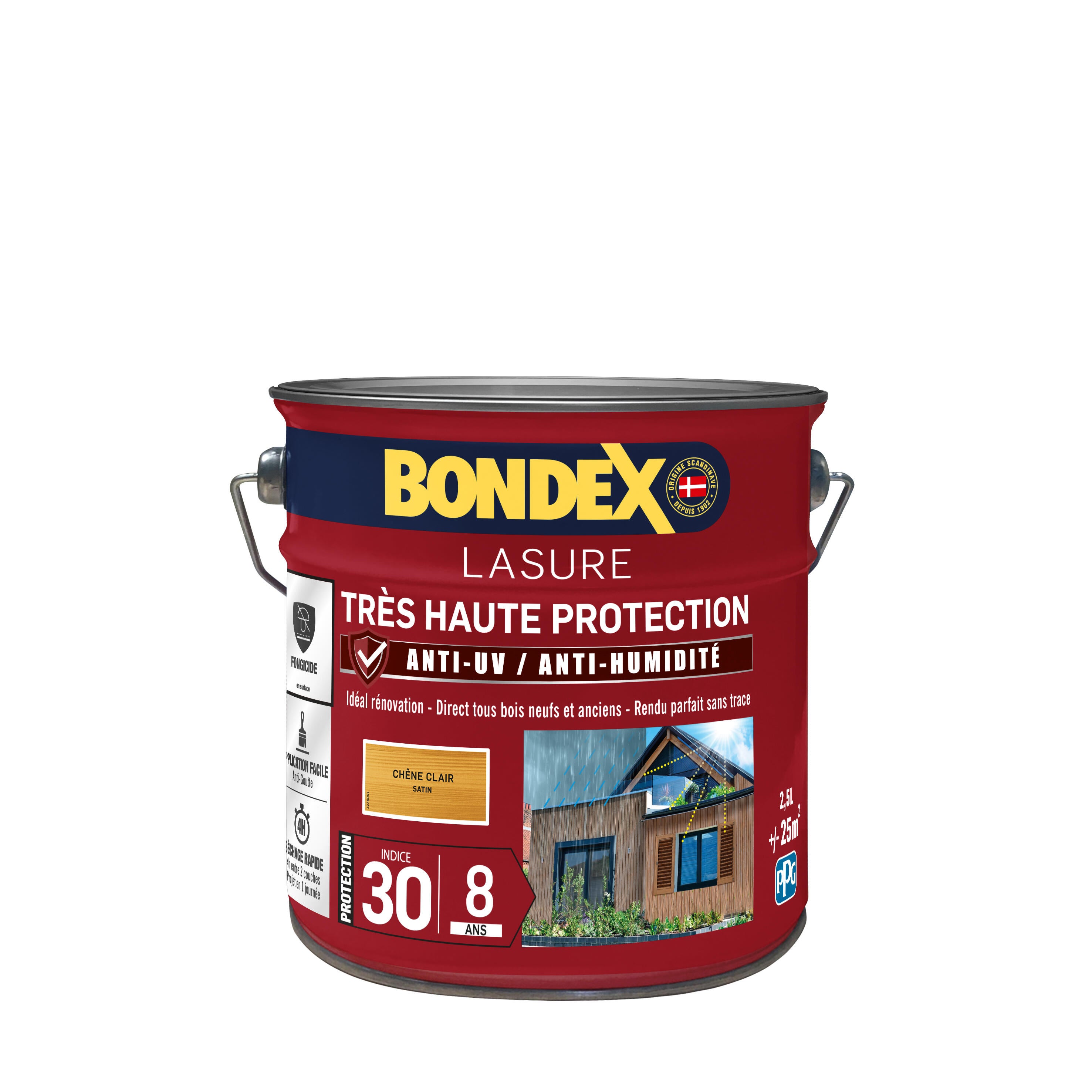 Lasure BONDEX Très haute protection 8 ans chêne clair satiné 2.5 l - 4