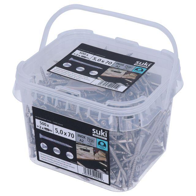 Lot de 500 vis pour terrasse Torx 5x70 inoxA2 + 2 embouts