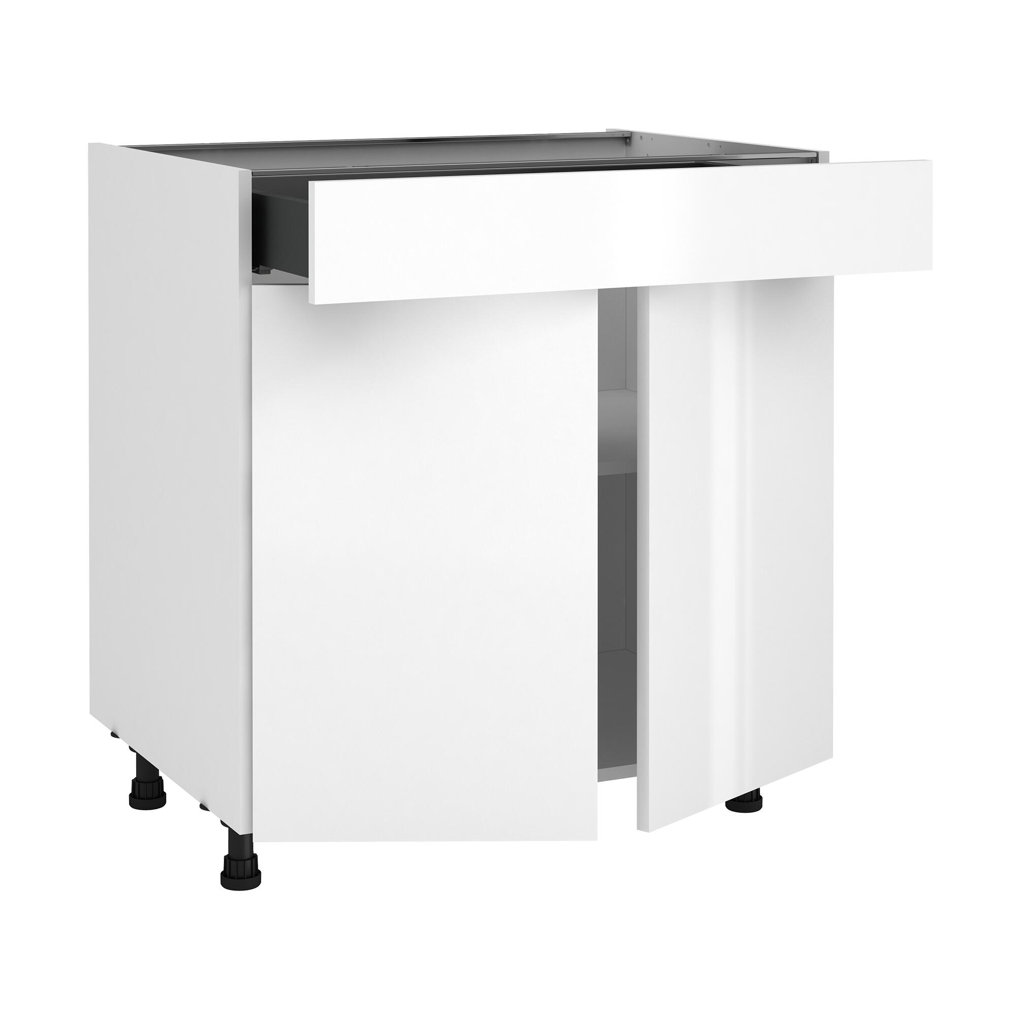 Mueble bajo de cocina delinia id sevilla blanco brillo 76,8x90cm 2 pta 1caj