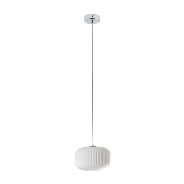 Lampadario Glamour Rebecca cromo paralume bianco E27 Ø14cm NOVECENTO