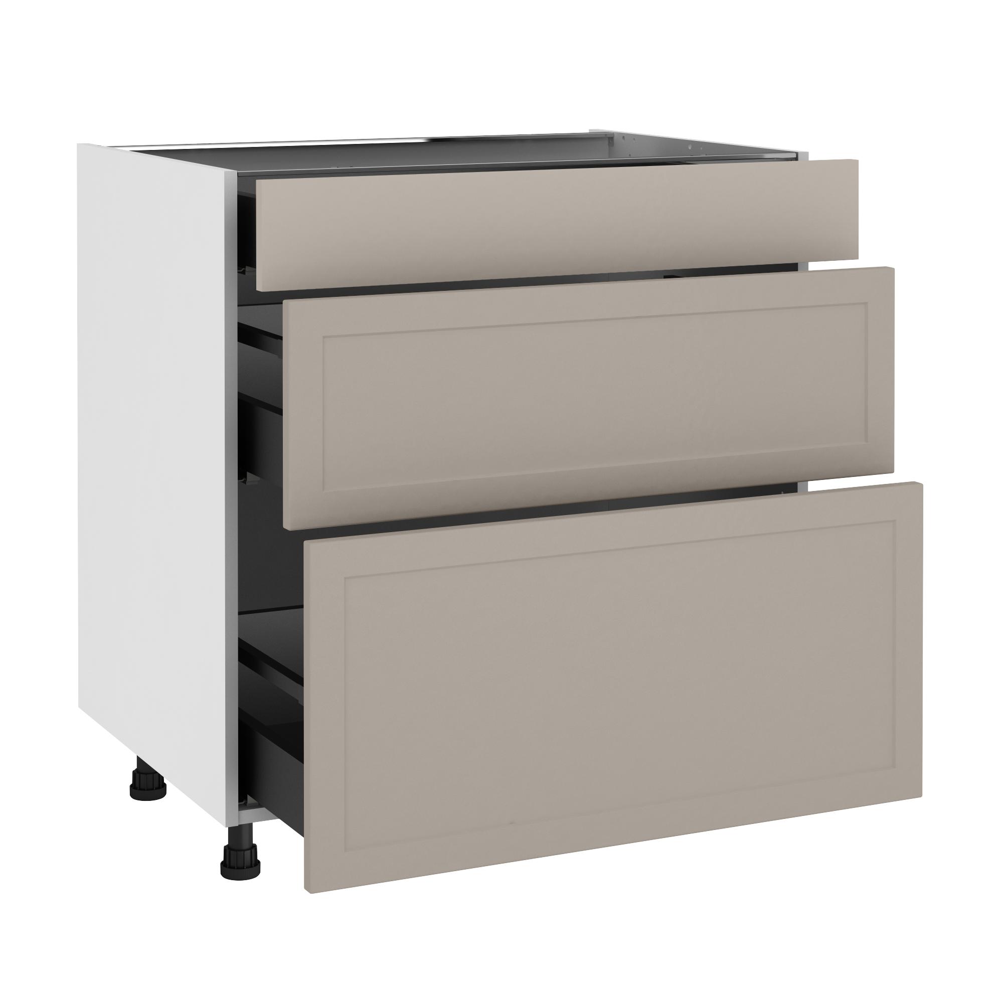 Szafka kuchenna kompletna Newport 80 cm taupe 3 szuflady Delinia iD