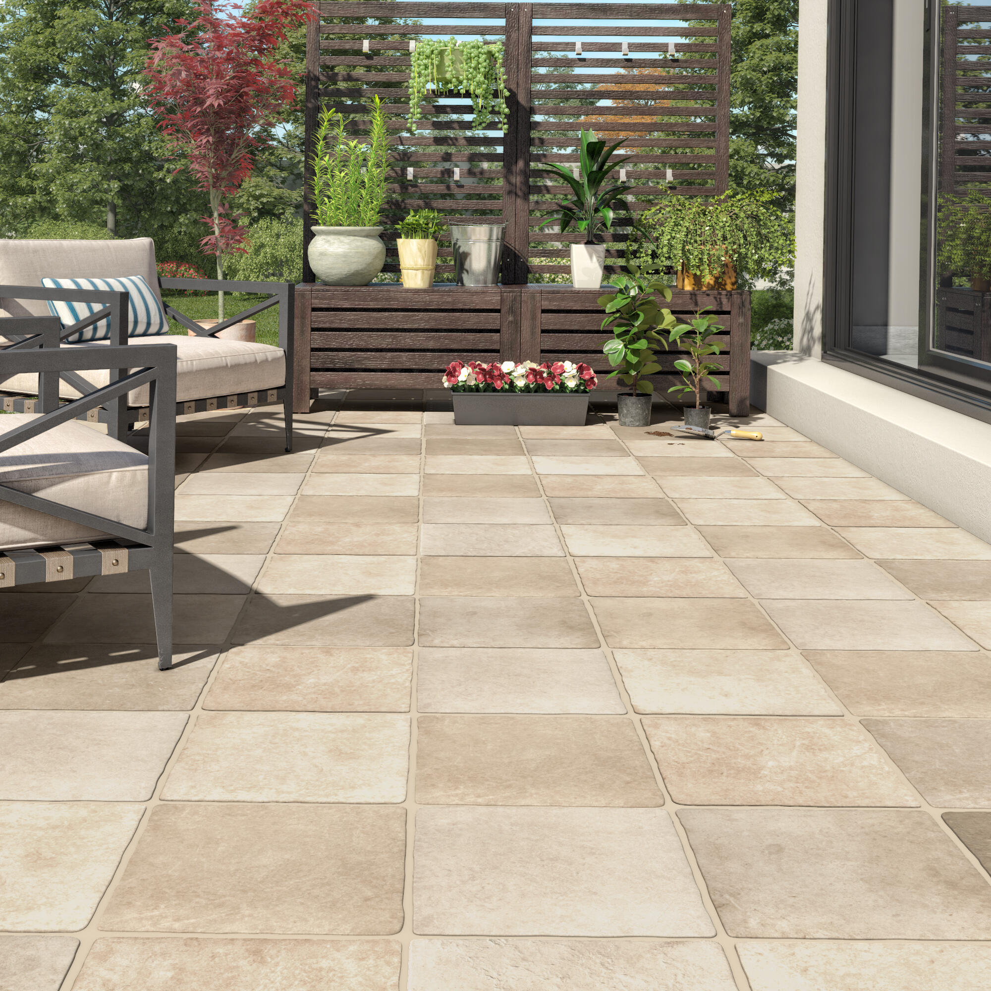 Carrelage sol extérieur effet pierre beige Monastère l.30 x L.30 cm x Ep.9 mm - 2
