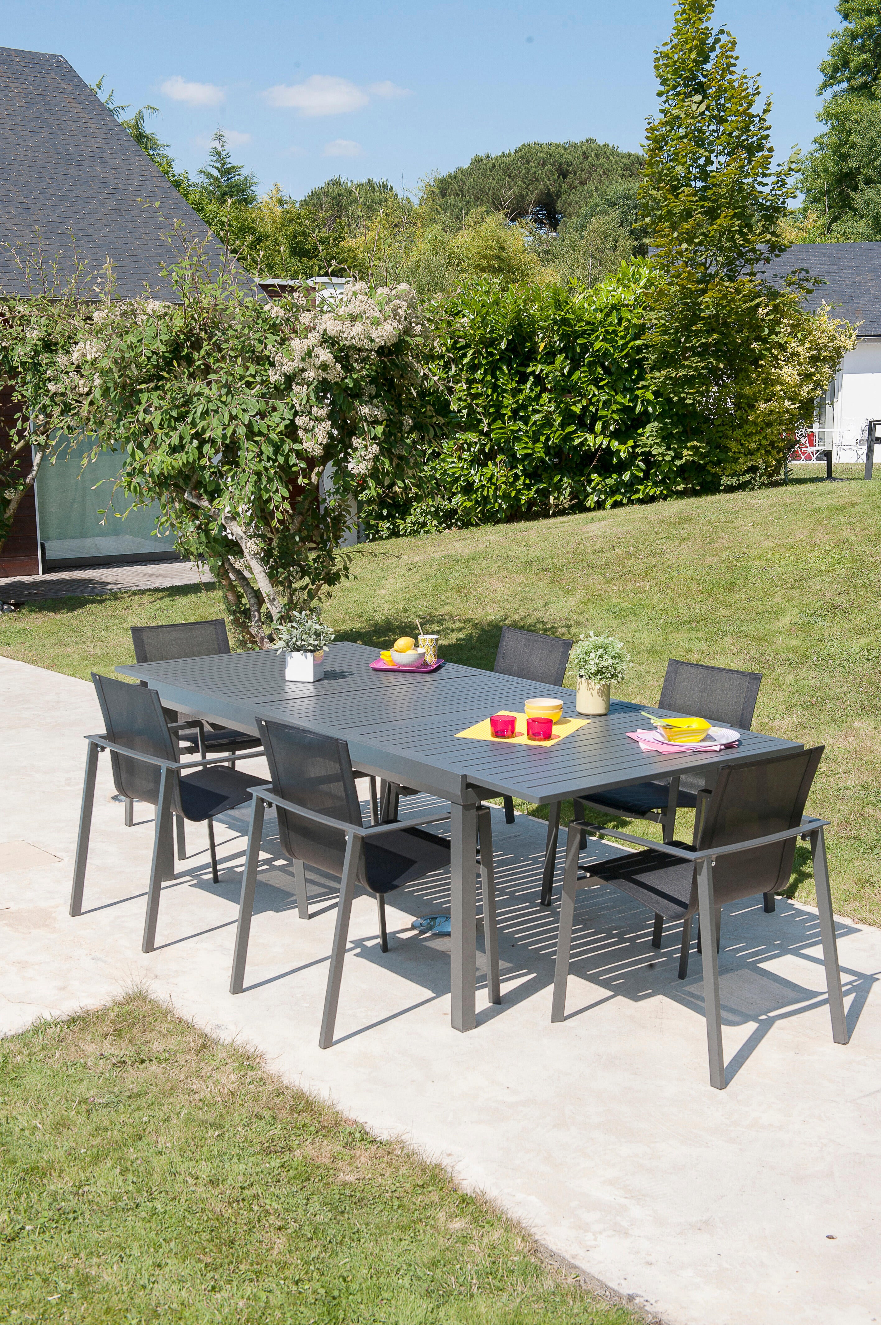 Table de jardin MIAMI rectangulaire 10/12 personnes anthracite - DCB GARDEN - 5