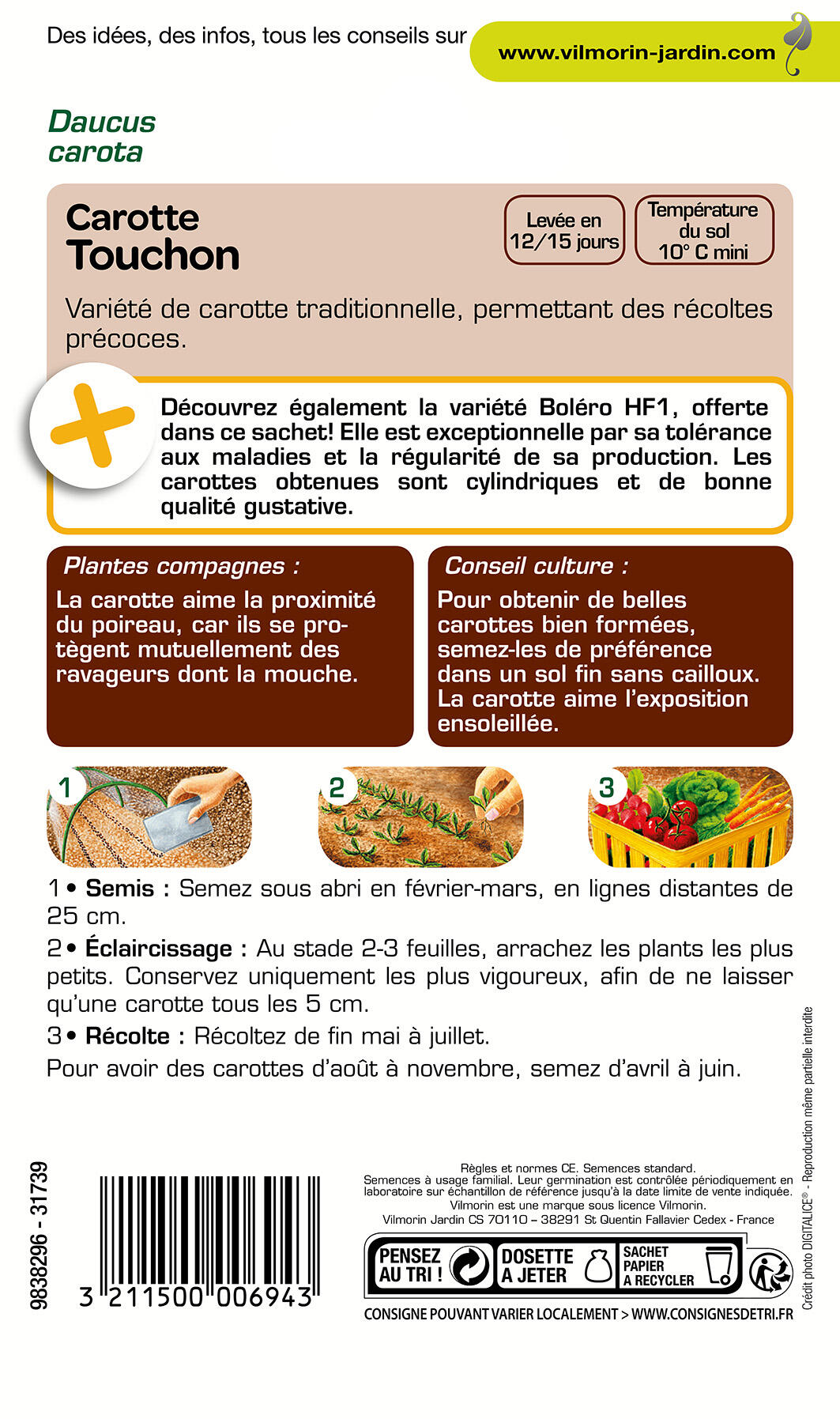 Graines de carotte VILMORIN 4 g - 2