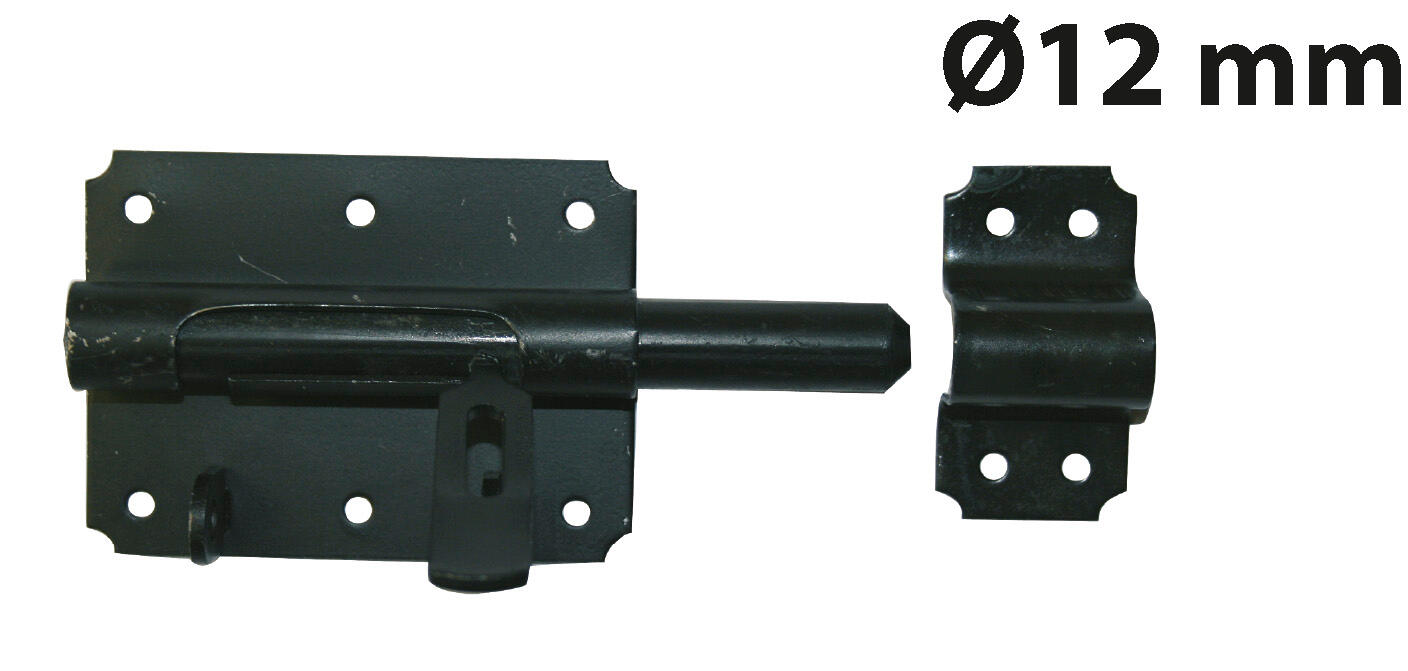 Verrou de box porte cadenas en acier noir, Diam.12 mm L.120 x P.20 mm AFBAT - 3
