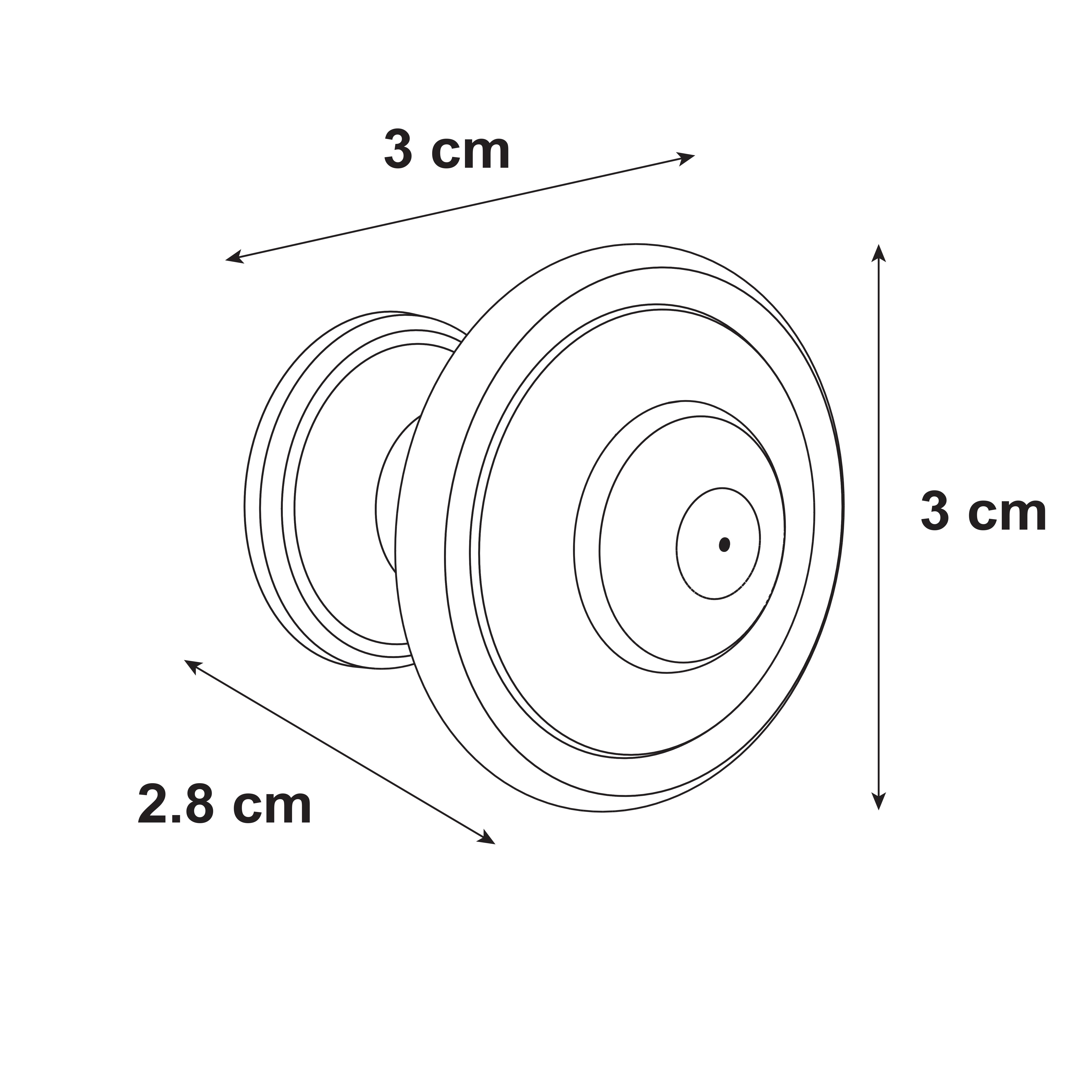 2 boutons de meuble Cylindrique, zamak noir peint - 3