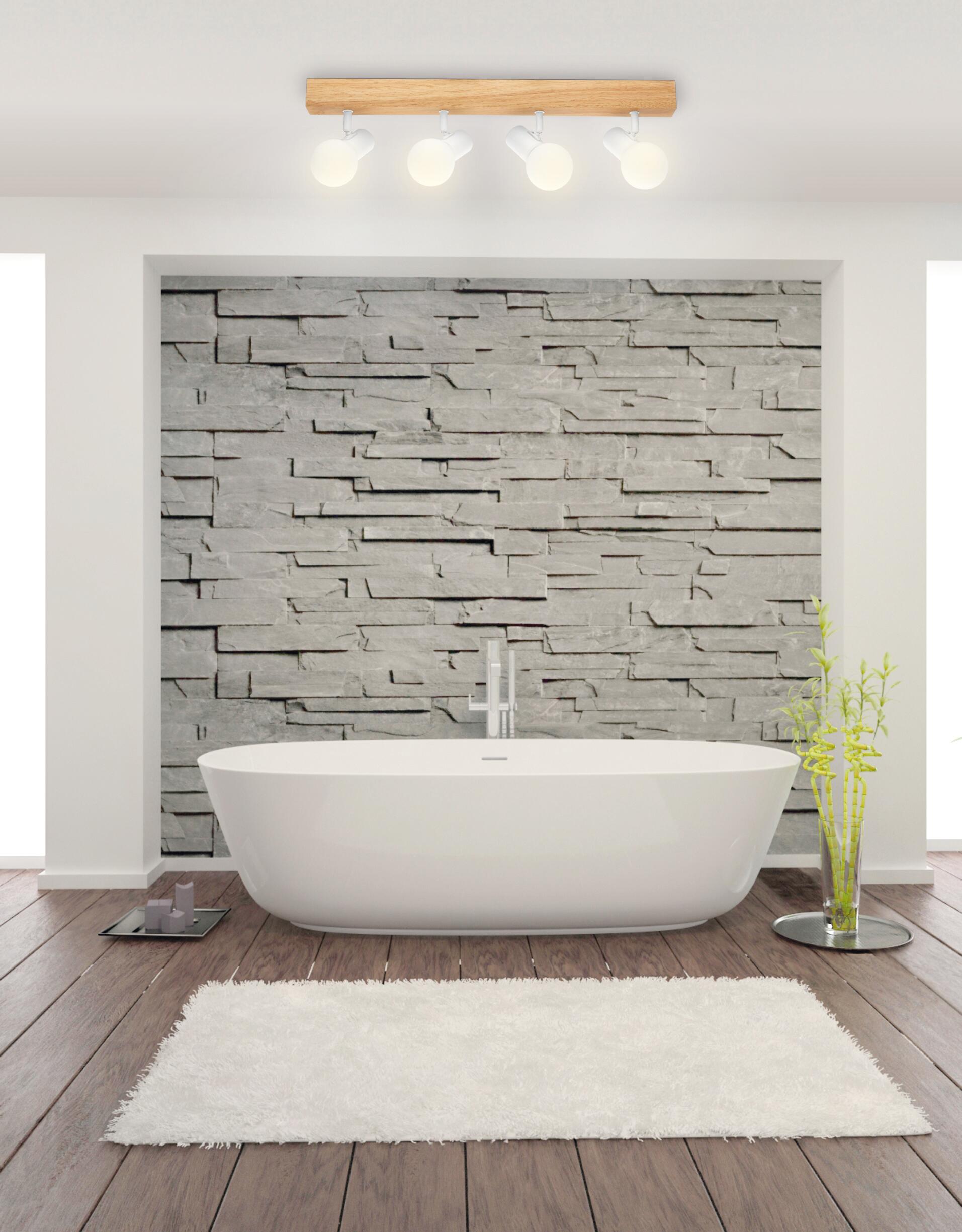 Barra de focos Townshend 4 luces G9 IP44 madera y blanco - 2
