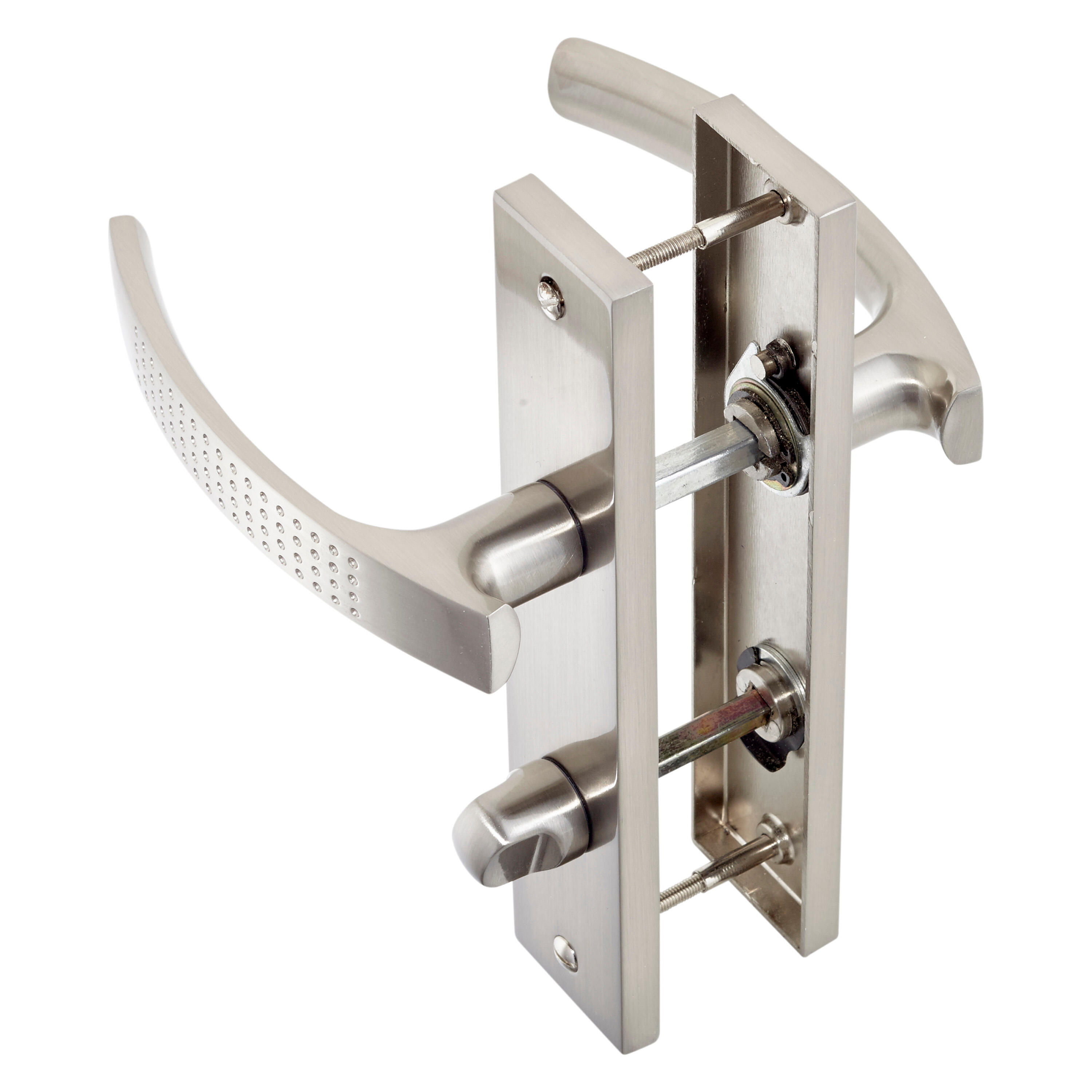 2 poignées sur plaque à condamnation Louna alu nickel brillant, entraxe 165 mm - 4