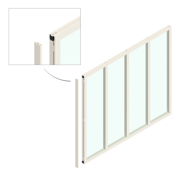 Poteau de terminaison verrière Atelier blanc mat en aluminium, H.130 x l.1.2 cm