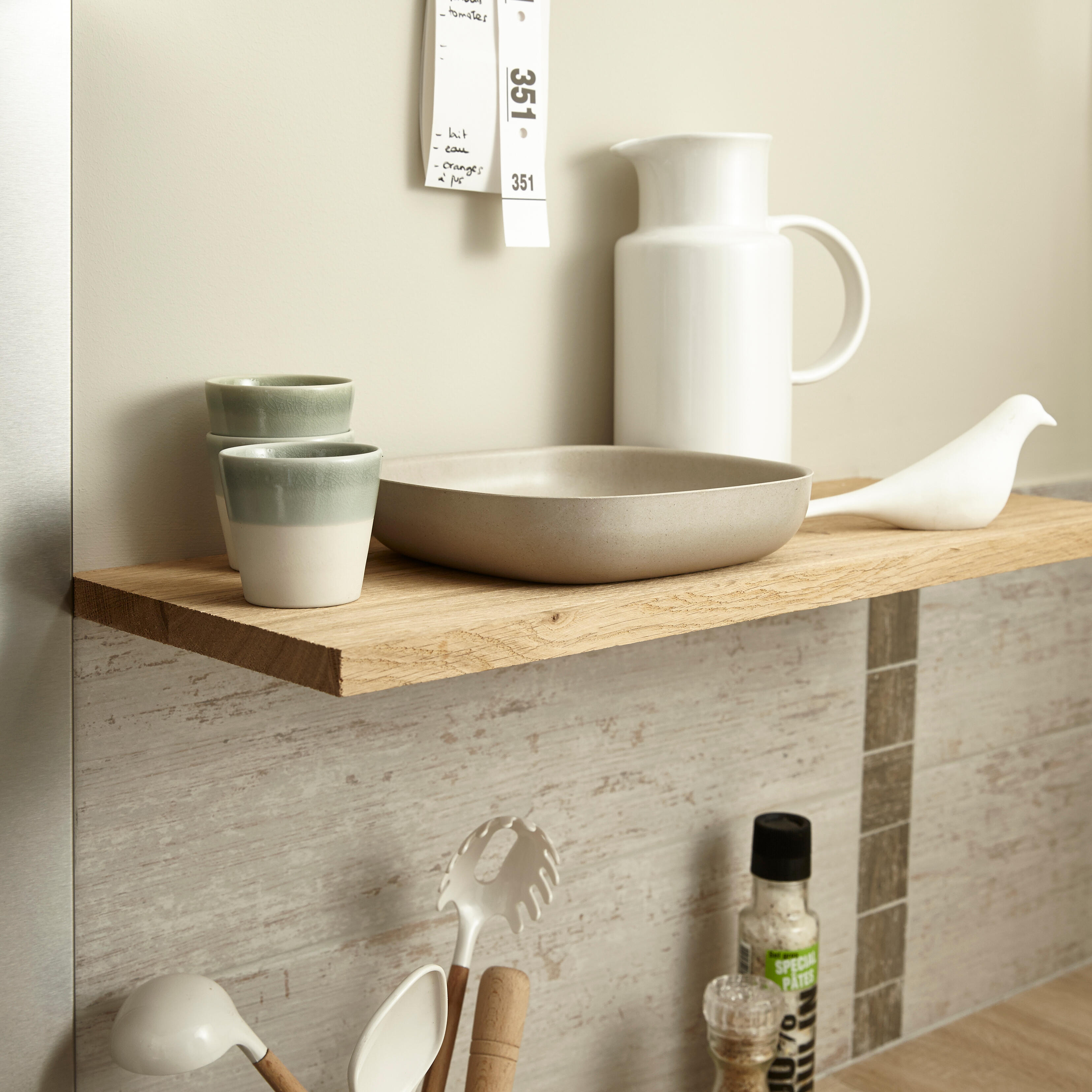 Etagère murale chêne, L.60 x P.23.5 cm Ep.18 mm - 2