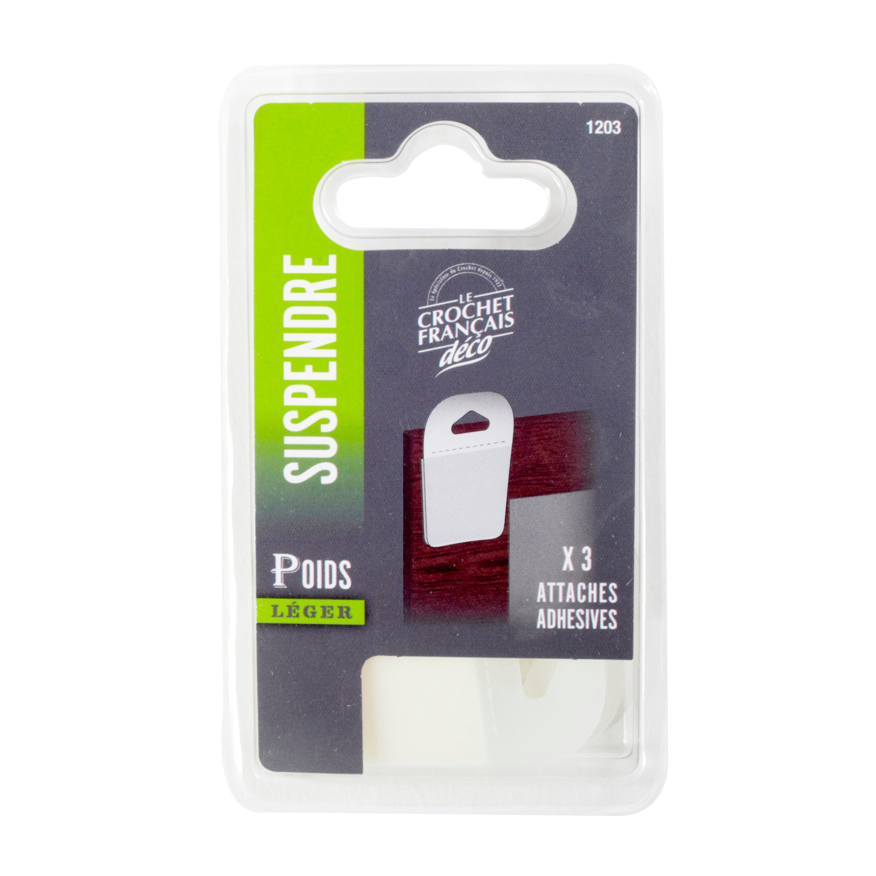 Lot de 3 attaches adhésives LE CROCHET FRANCAIS H.50 x l.40 mm - 4