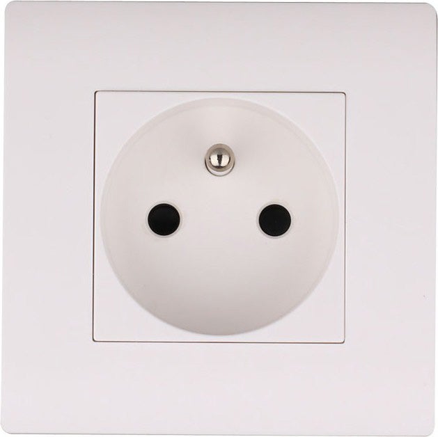 Prise avec terre Chantier, blanc