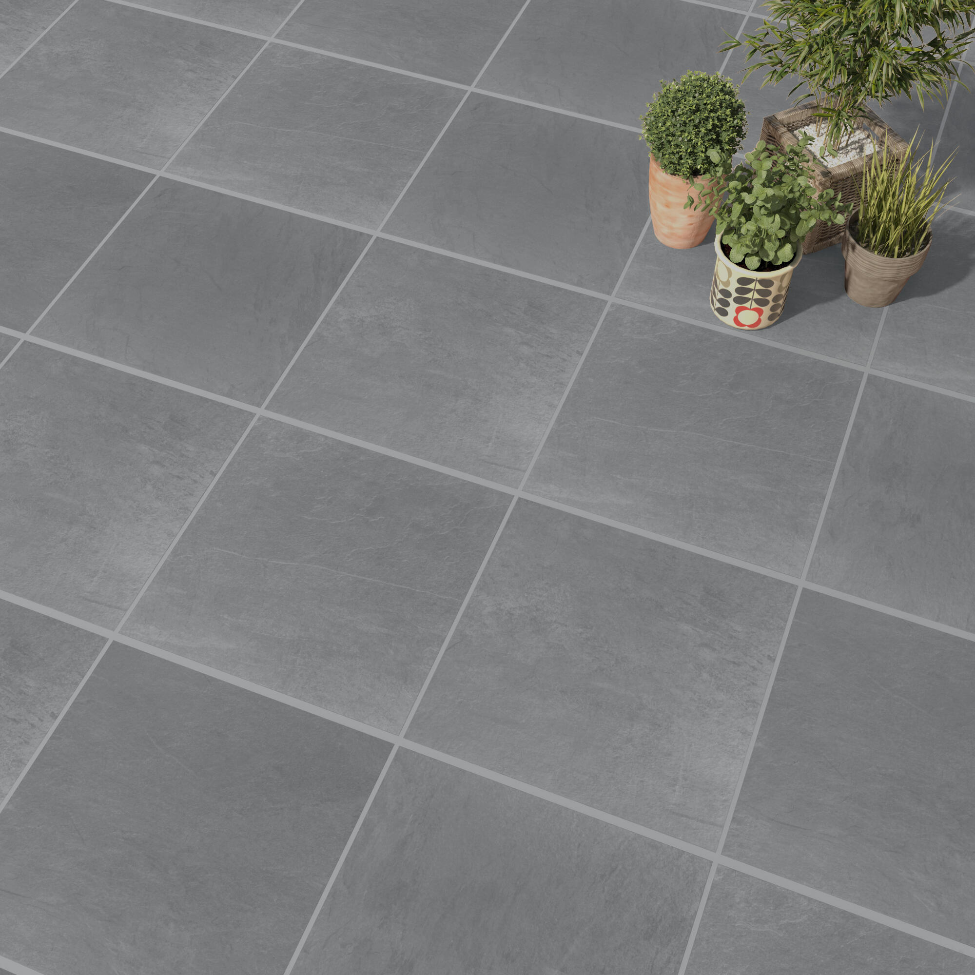 Carrelage sol extérieur effet pierre gris Lazy l.45 x L.45 cm - 2