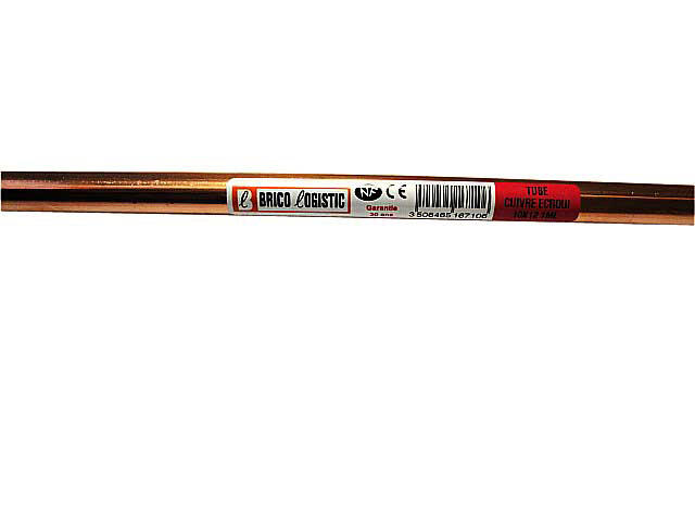 Tube de cuivre écroui demi-dur NF Ø 12 mm ép. 1 mm L. 2 m