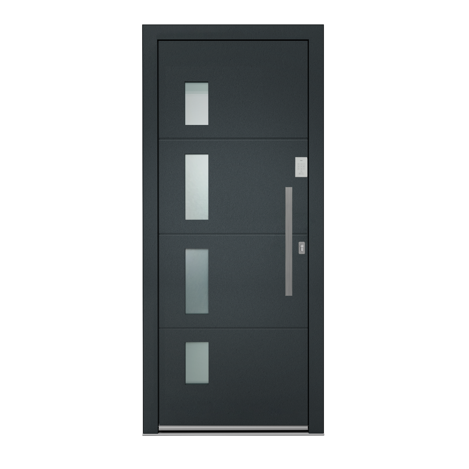 Porte d'entrée Alu Austin H.215 x l.90 cm gris, serrure connectée, pous. g.