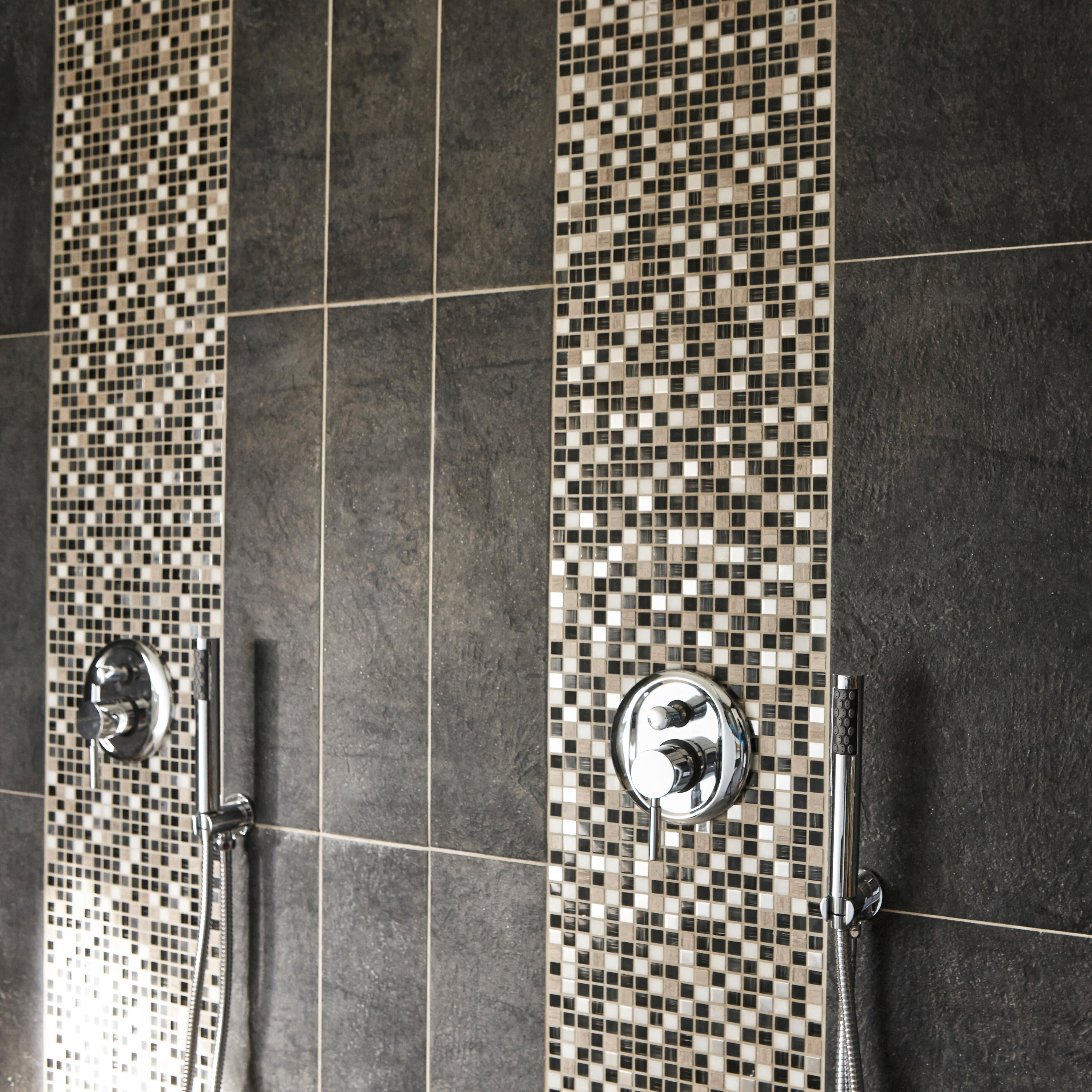 1 plaque de mosaïque Vestige grès cérame effet pierre anthracite, gris 30 x 30 c - 4