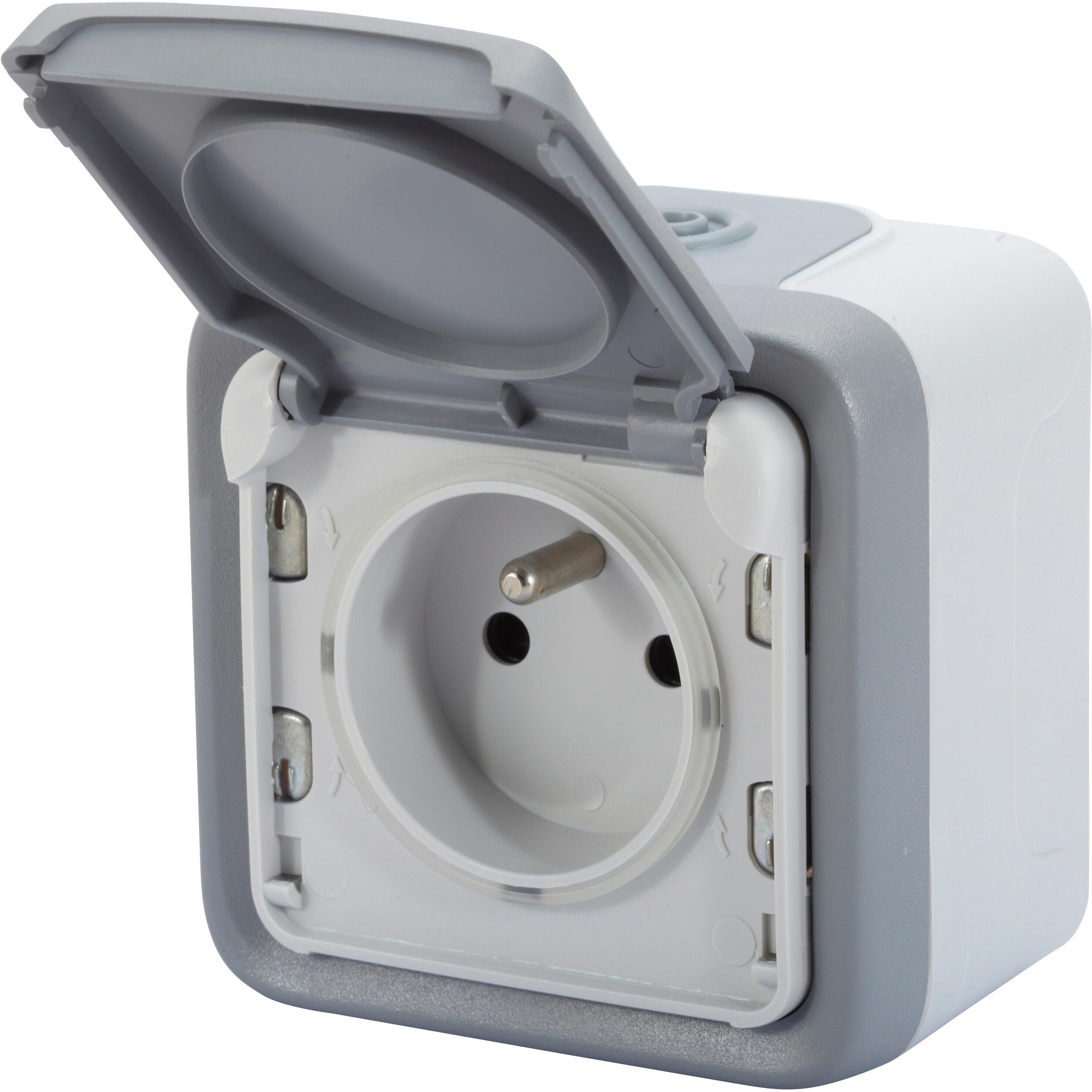 Prise avec terre étanche avec volet de protection IP55 Plexo, LEGRAND, gris - 4